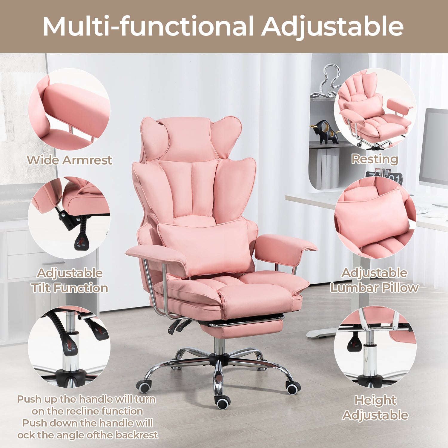 Big & Tall Executive Leather Office Chair ā 400lbs Ergonomic High Back Desk Chair with Lumbar Support, Adjustable Tilt, Footrest & Padded Armrests