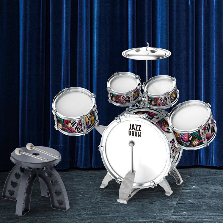 Upgraded Kids Drum Set with Light-Up Star Design – Toddler Jazz Drum Kit with Stool, Cymbal & Foot Pedal – Musical Instrument Toy for Boys & Girls Ages 1–3, 3–5, 4–6