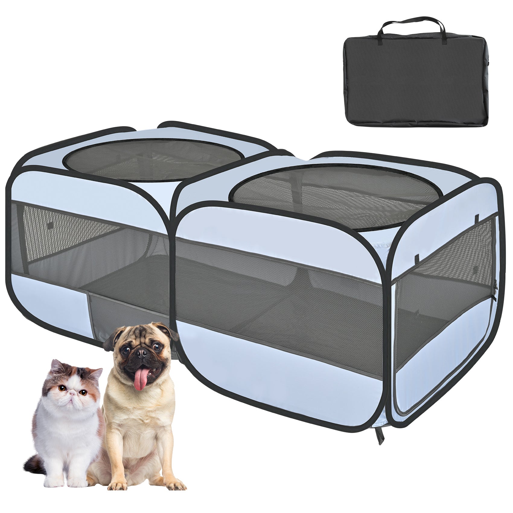 2-in-1 Portable Dog & Cat Playpen – Pop-Up Pet Tent for Indoor & Outdoor Use, Foldable Crate Kennel for Small Animals