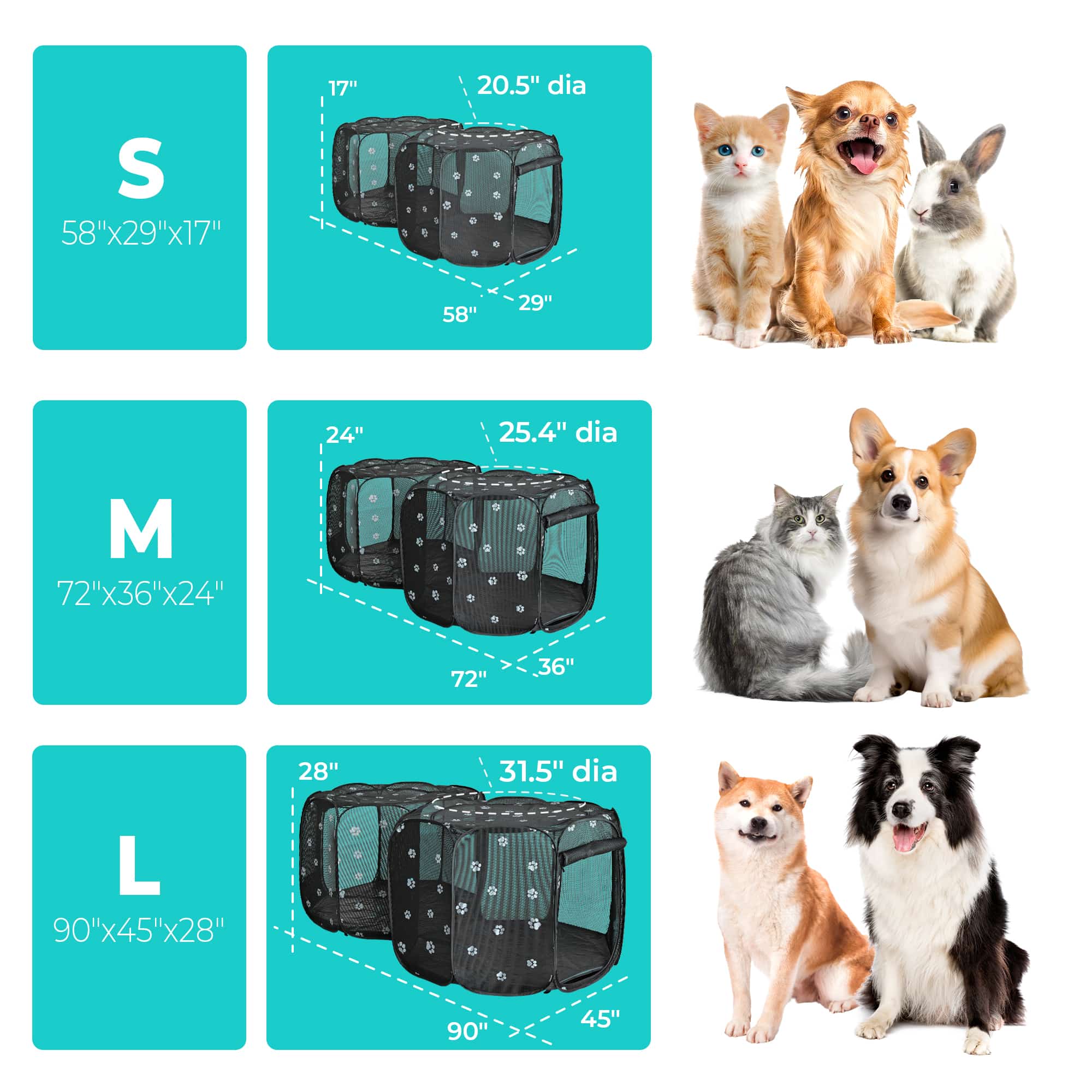 Alvantor 2in1 Cat Playpen with Pee Pad Pop Up Dog Pet Playpen for Indoor Outdoor Cat Enclosure, Portable Pet Playpen, Kitten Puppy Foldable Play Pen Cat Dog Tent Crate Cage Kennel, S/M/L