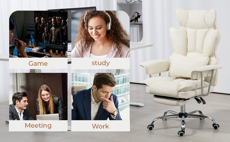 Big & Tall Executive Leather Office Chair ā 400lbs Ergonomic High Back Desk Chair with Lumbar Support, Adjustable Tilt, Footrest & Padded Armrests