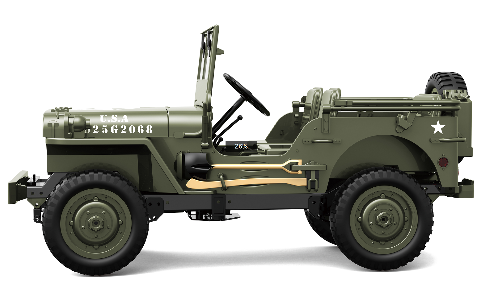 C Rock Crawler 1/10 RC Truck – 4x4 Off-Road Military Remote Control Car with Metal Chassis, LED Lights & Proportional Steering – RTR All-Terrain RC Vehicle for Age 15+