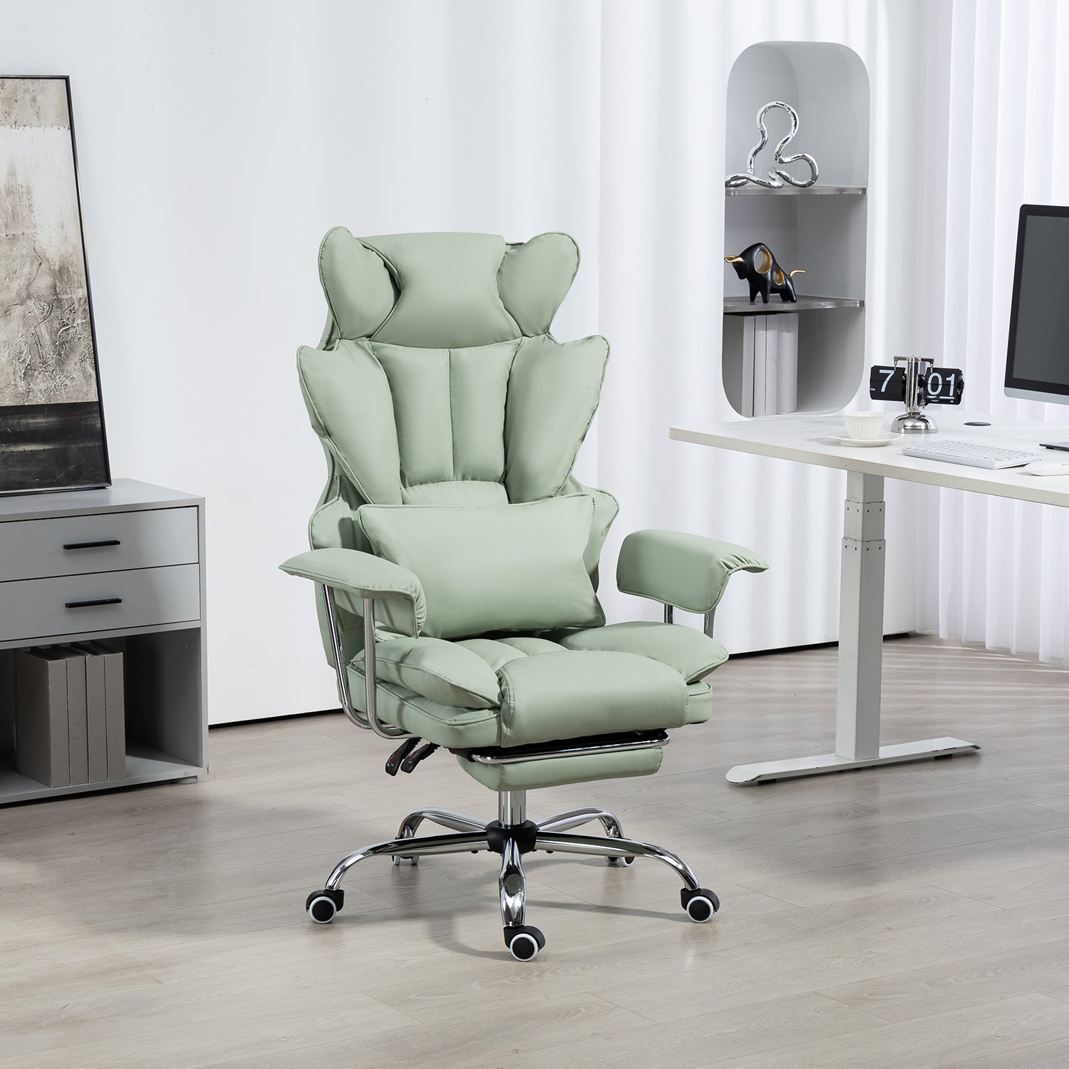 Big & Tall Executive Leather Office Chair ā 400lbs Ergonomic High Back Desk Chair with Lumbar Support, Adjustable Tilt, Footrest & Padded Armrests