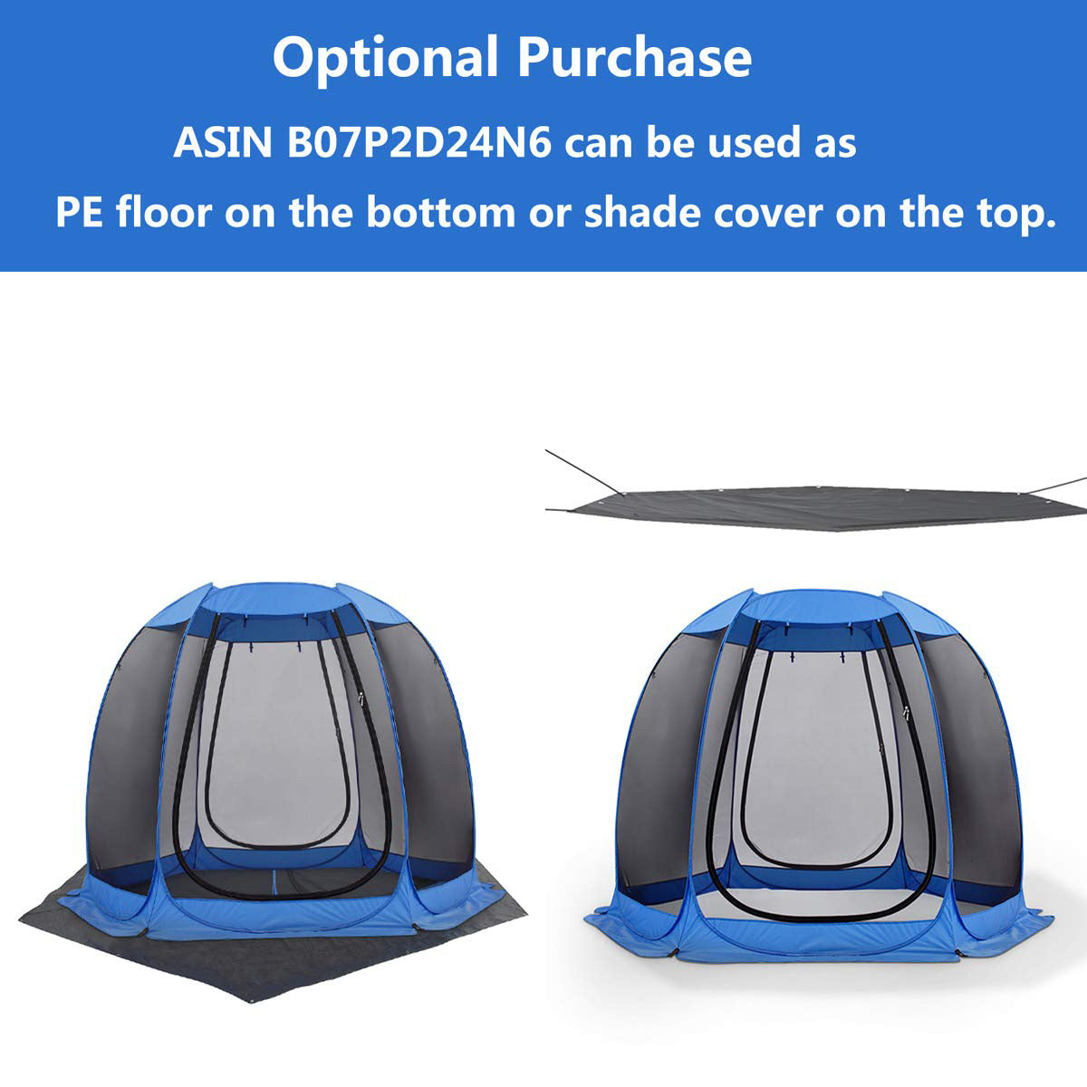 Pop-Up Screen House Room Camping Tent Outdoor Canopy Pop Up Sun Shade Hexagon Shelter Mesh Walls Not Waterproof 10'x10'