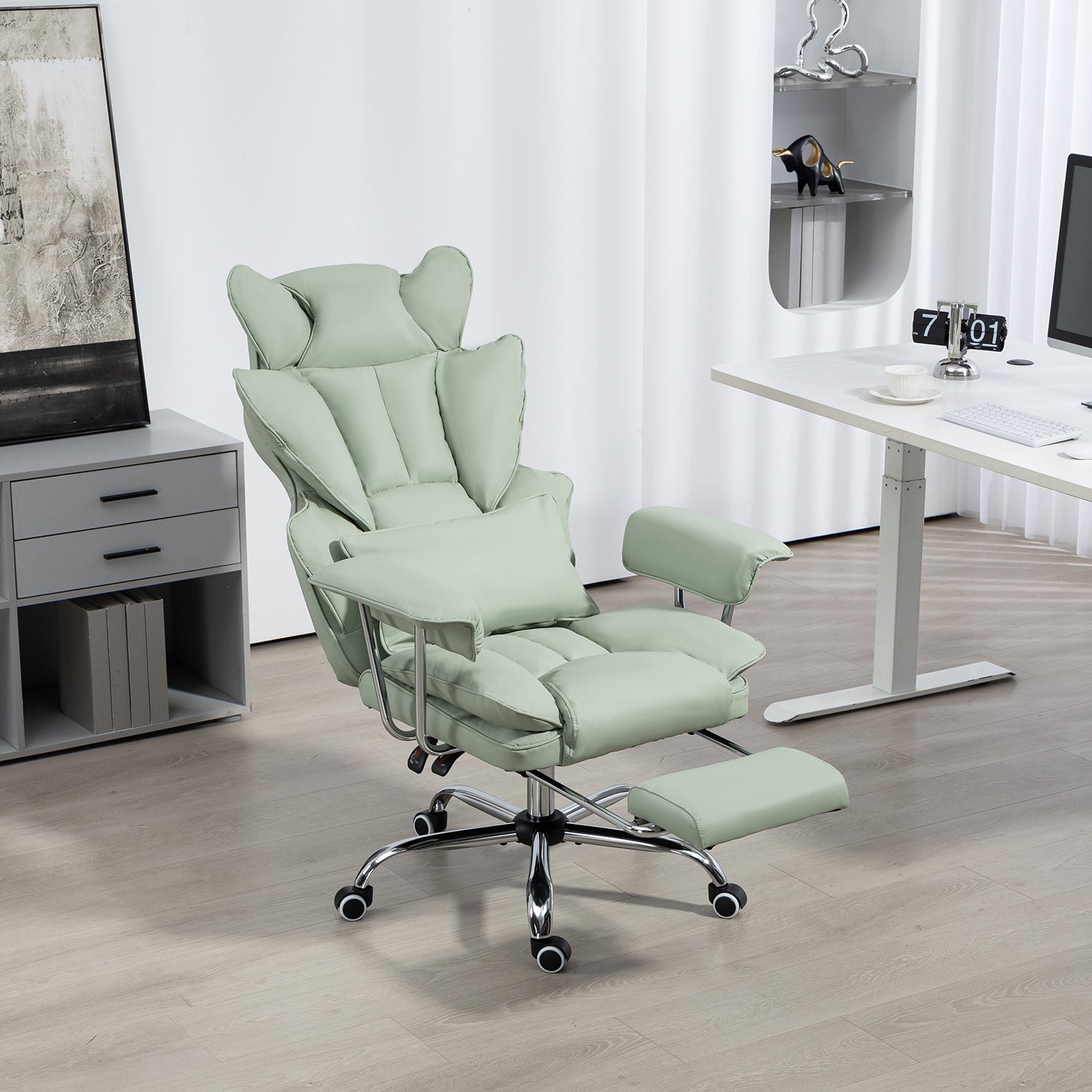 Big & Tall Executive Leather Office Chair ā 400lbs Ergonomic High Back Desk Chair with Lumbar Support, Adjustable Tilt, Footrest & Padded Armrests