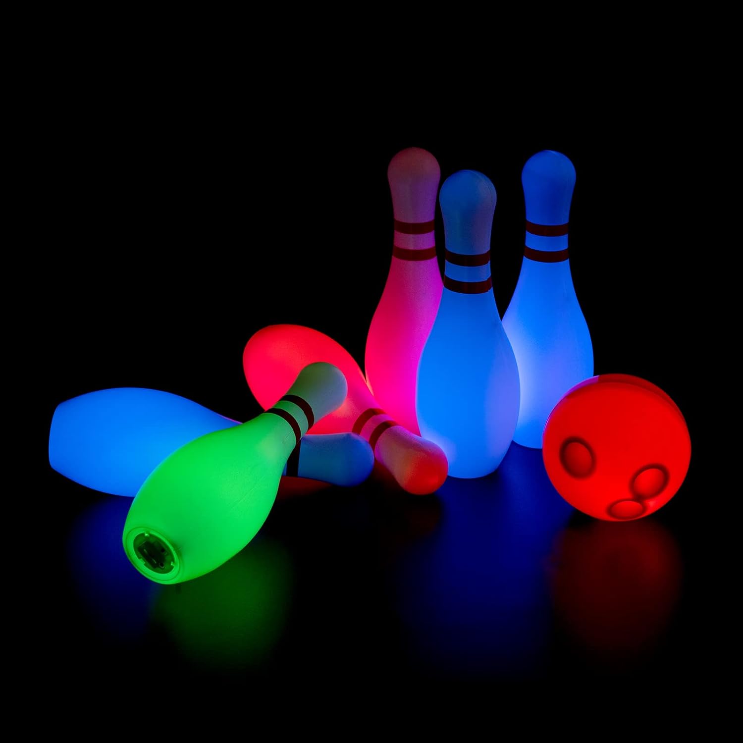 Kids Light-Up Bowling Set with 10 Glowing Pins & 2 Balls – Indoor & Outdoor Bowling Toy Game for Toddlers & Children Ages 3–6
