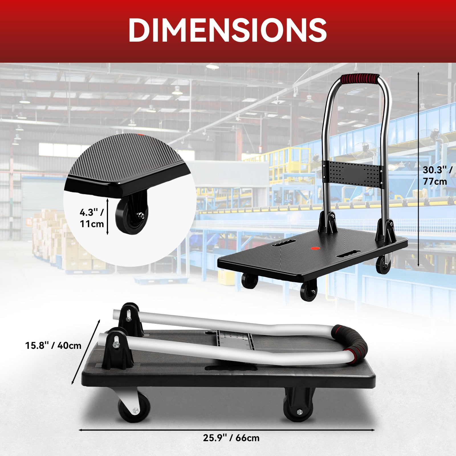 Folding Platform Truck Cart 200LBS/1000LBS ā Heavy Duty Push Dolly with Swivel Wheels, Foldable Handle