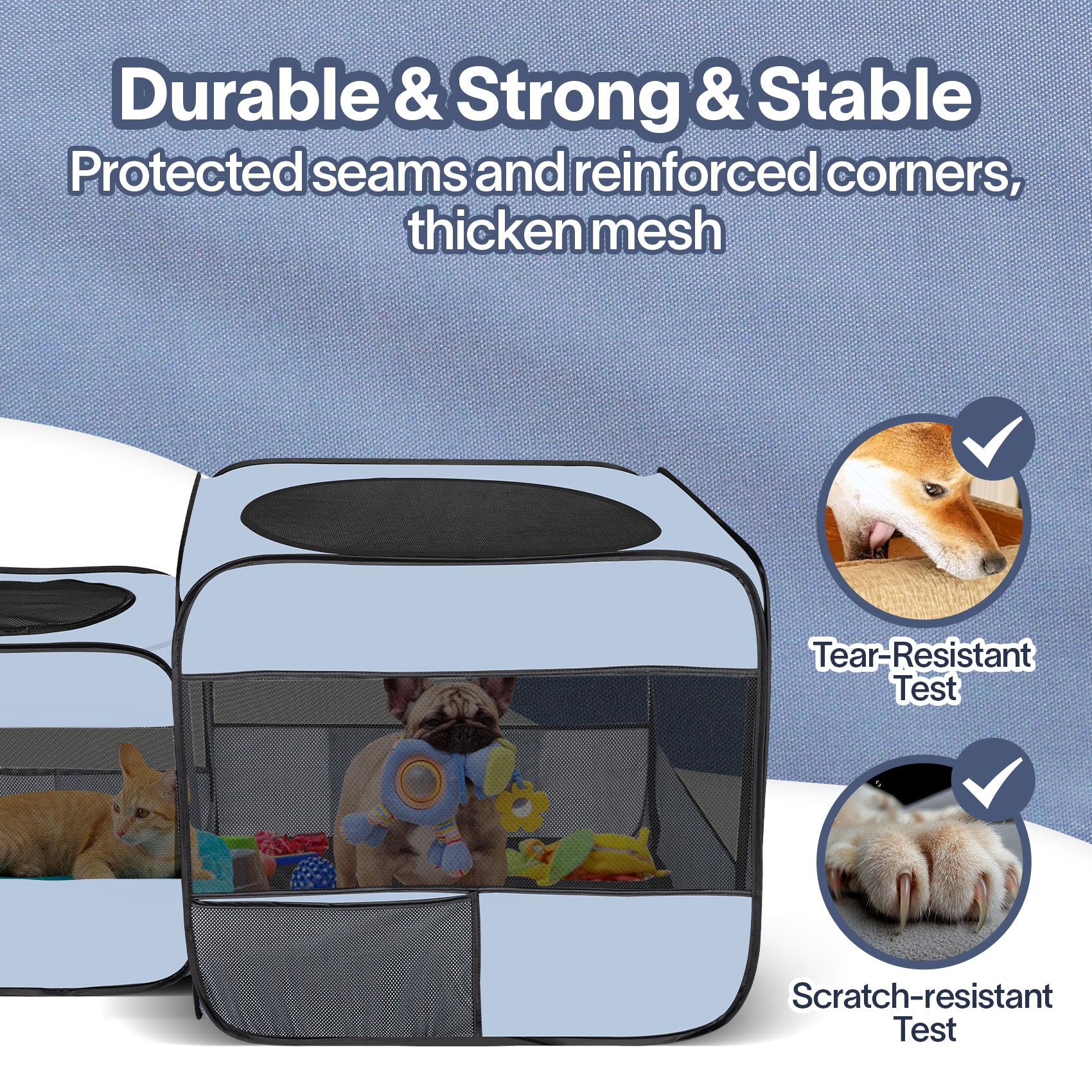 Alvantor Pop up Portable Cat Playpen 2-in-1 Dog Playpen,No Assembly Need, Pet Cat Dog Tent Crates with Pet Pee Pads,(53.2''x31.5''x27.6''H)