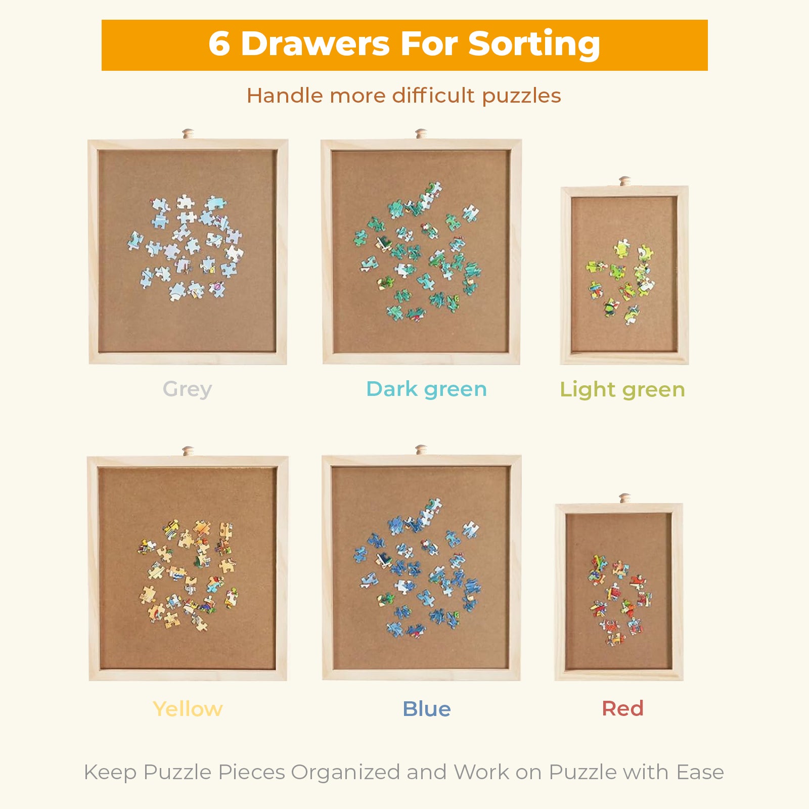 Puzzle Locker 1500 Piece Puzzle Table with 6 Drawers and Cover – Portable Wooden Jigsaw Board for 14 years old and Adults, 27" x 35" Puzzle Organizer Tray