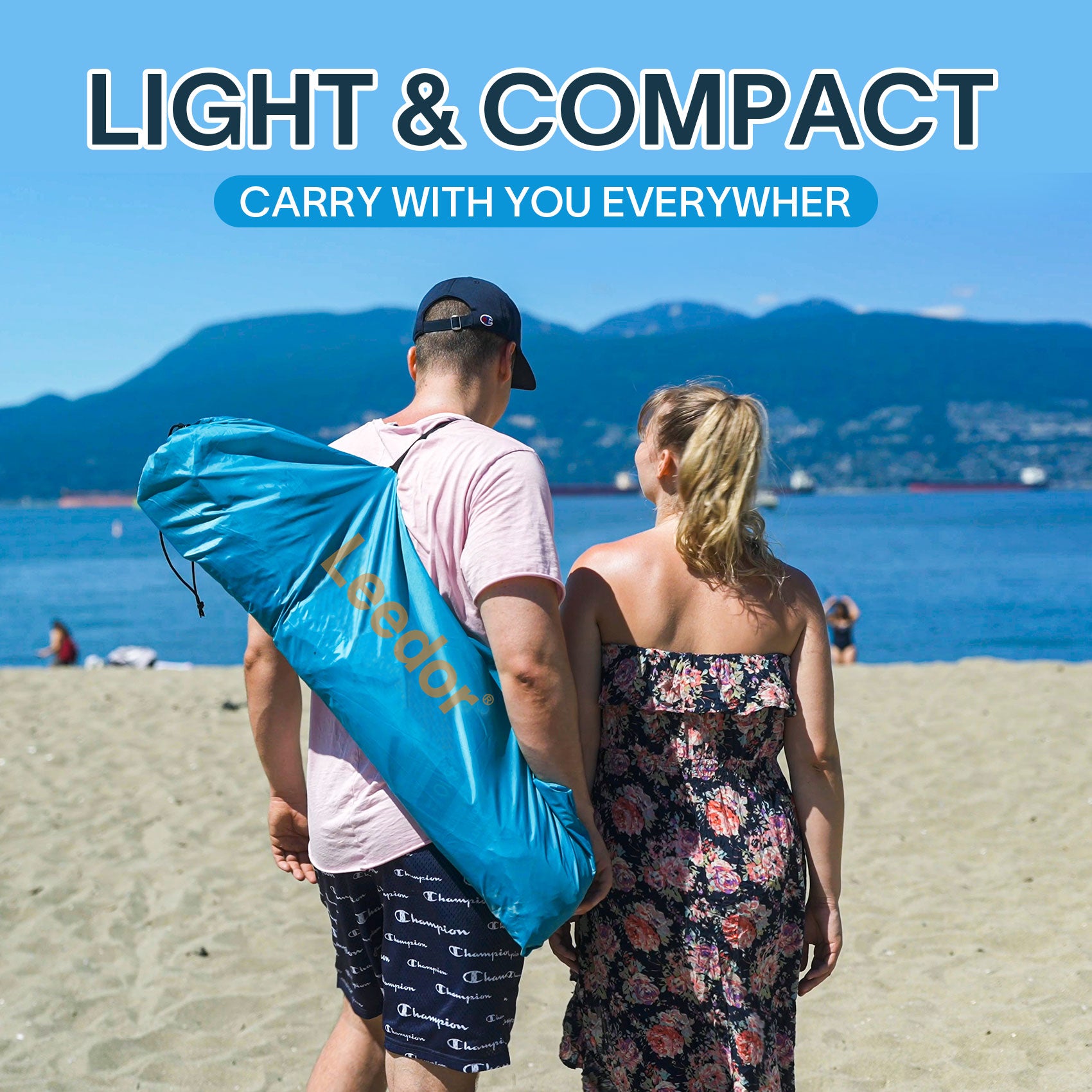 Leedor Beach Tent Sun Shelter for 4 Person with UPF 50+ UV Protection, Lightweight & Easy Setup Beach Shade Canopy