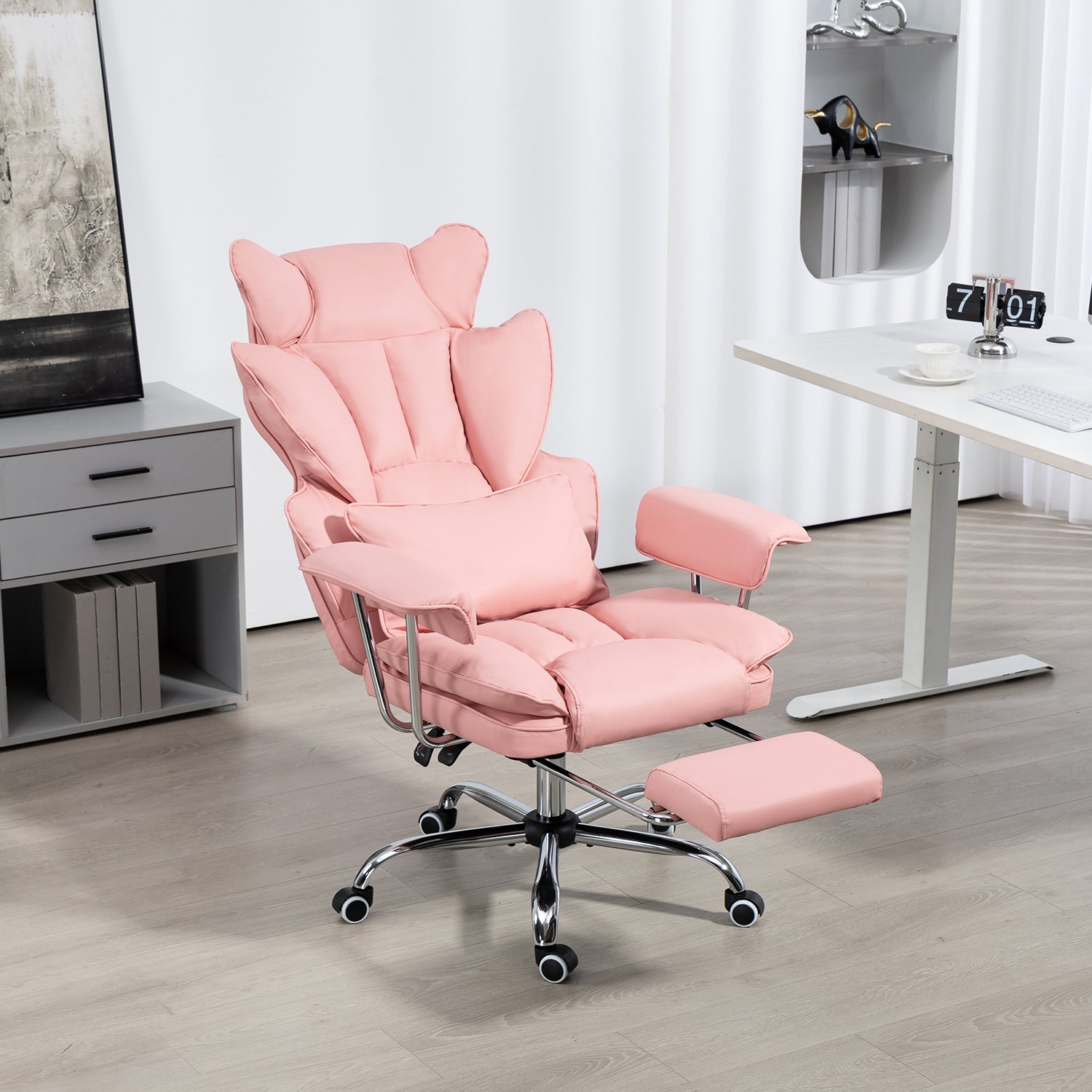 Big & Tall Executive Leather Office Chair ā 400lbs Ergonomic High Back Desk Chair with Lumbar Support, Adjustable Tilt, Footrest & Padded Armrests