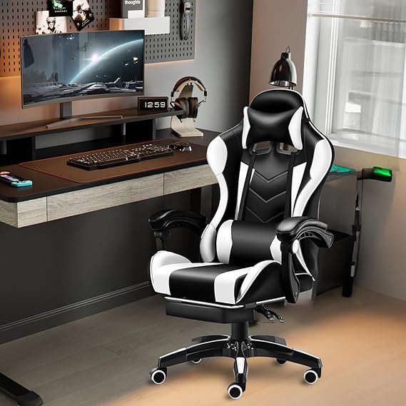 Ergonomic Racing Gaming Chair with Lumbar Support – Adjustable Office Comfort for Teens & Adults