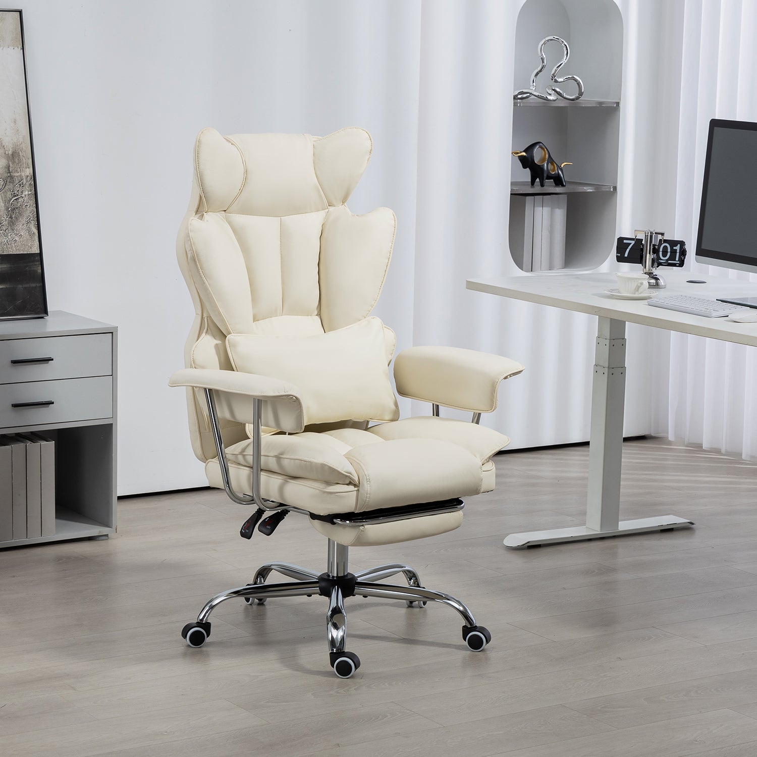 Big & Tall Executive Leather Office Chair ā 400lbs Ergonomic High Back Desk Chair with Lumbar Support, Adjustable Tilt, Footrest & Padded Armrests