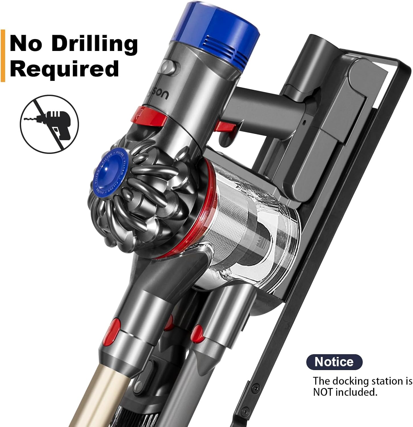 Cordless Vacuum Stand with Clamp & Accessory Hooks โ Heavy Metal Base (V6โV15 Compatible)