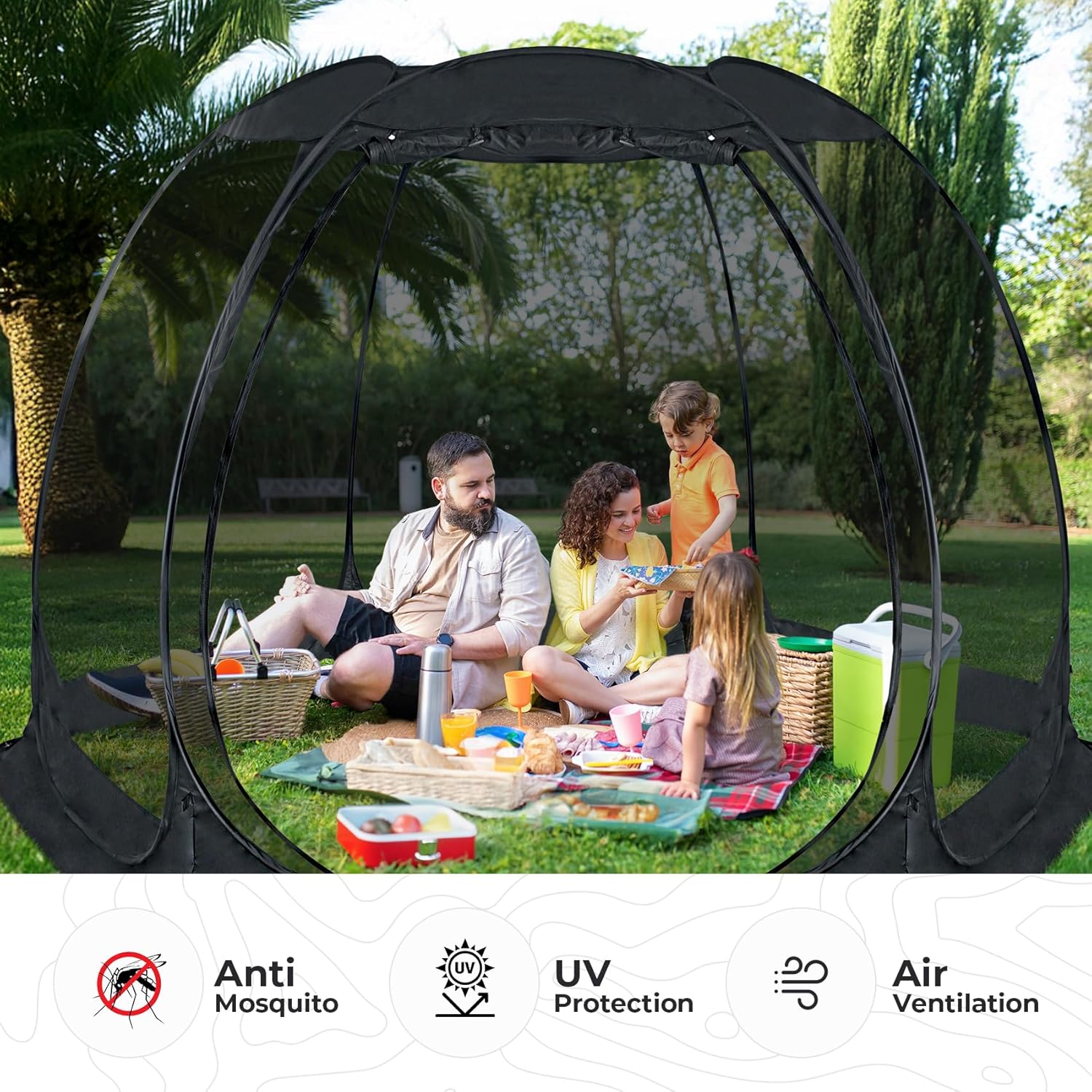 Alvantor Screen House Camping Room Outdoor Gazebo Shelter Tent Instant Pop Up Sun Shade for Patio, Backyard, Deck & Outdoor,Black