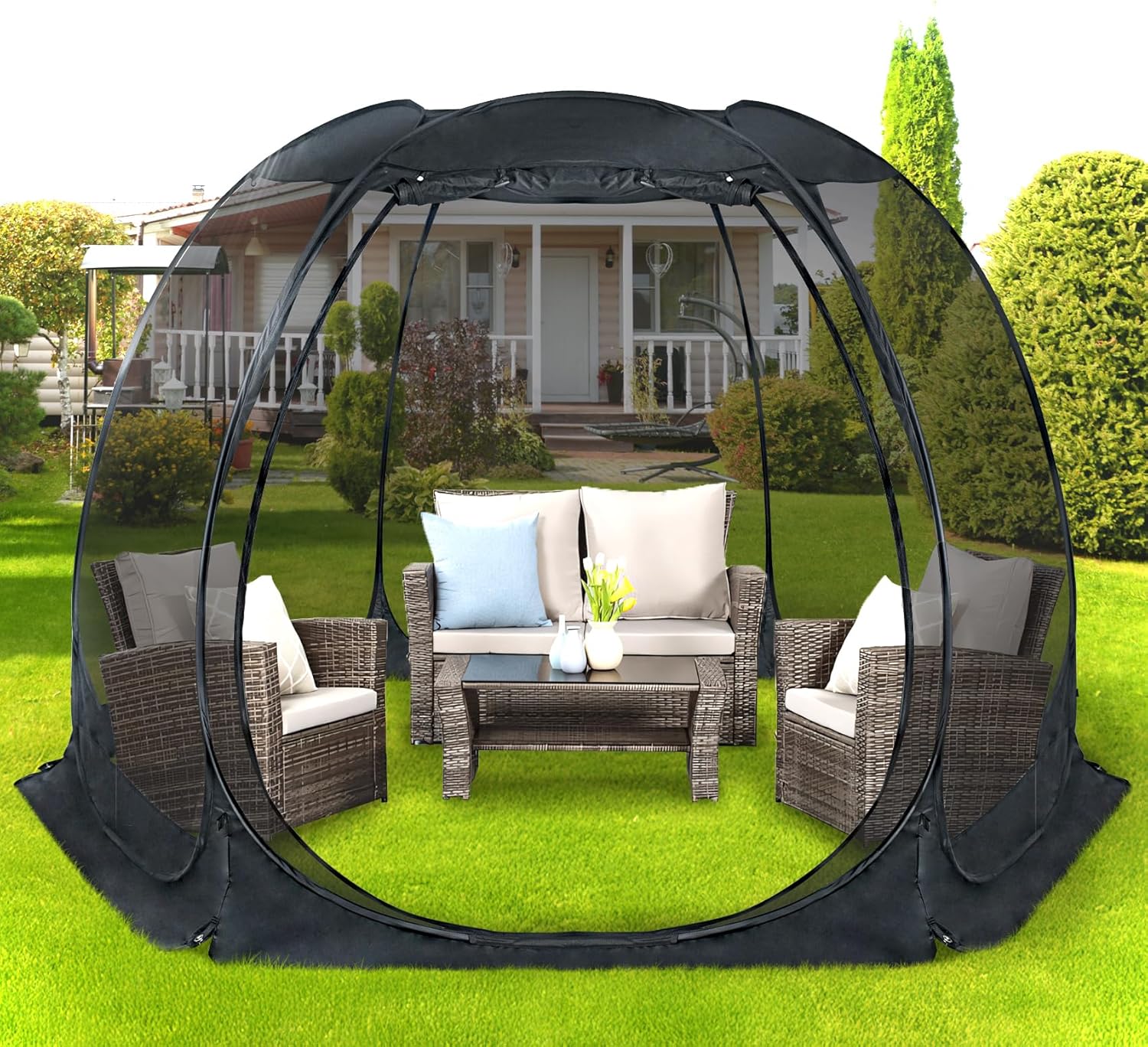 garden canopy tent Alvantor Screen House Gazebo, 4-6 Person Pop Up Igloo Screened Canopy