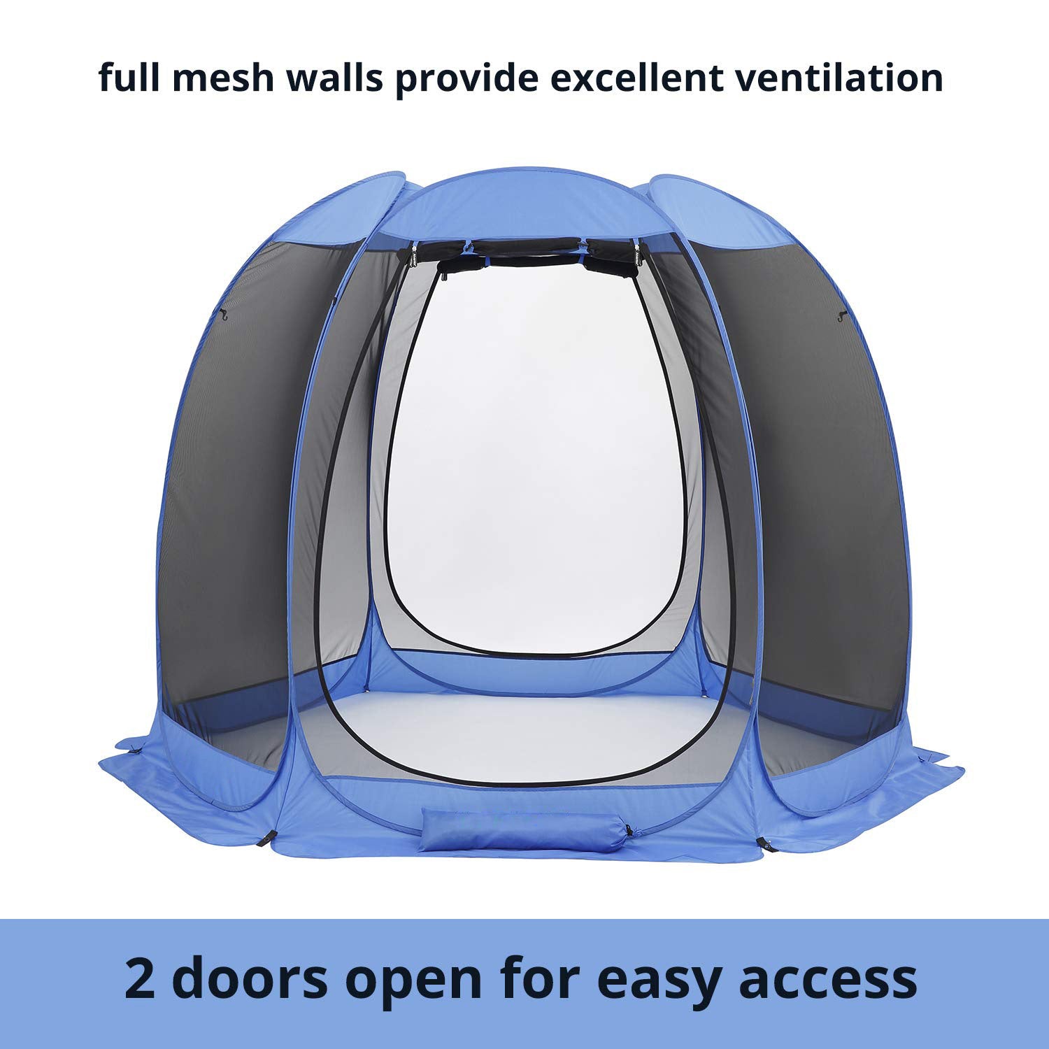 Pop-Up Screen House Room Camping Tent Outdoor Canopy Pop Up Sun Shade Hexagon Shelter Mesh Walls Not Waterproof 10'x10'