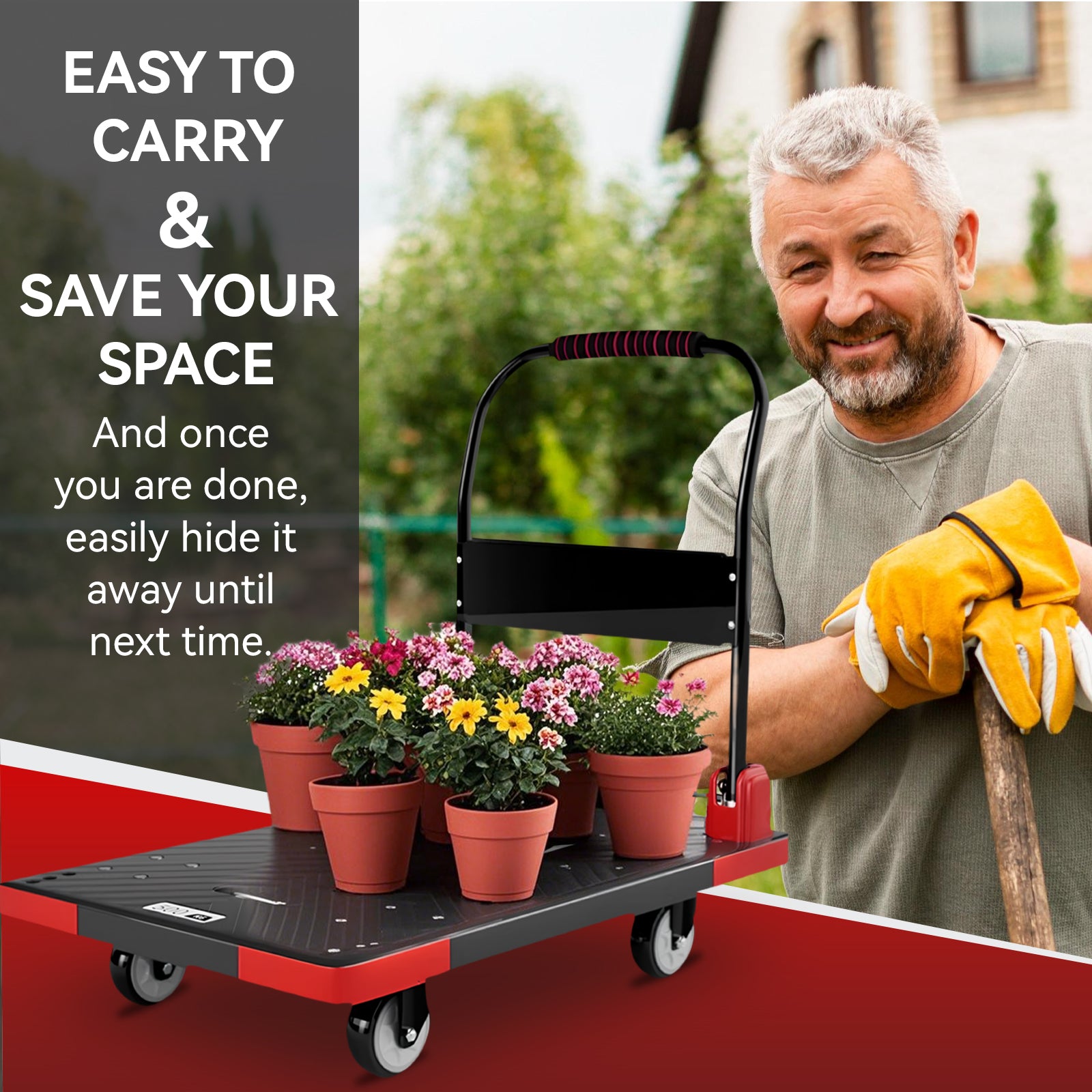 Folding Platform Truck Cart 200LBS/1000LBS ā Heavy Duty Push Dolly with Swivel Wheels, Foldable Handle