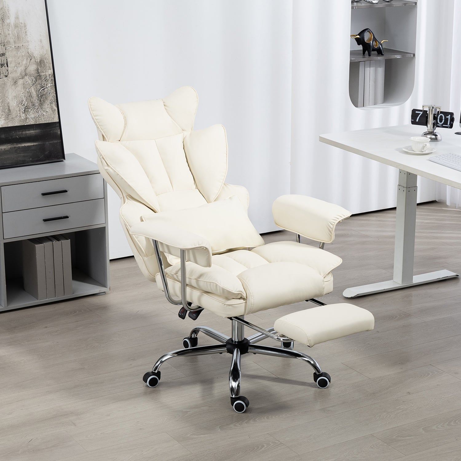 Big & Tall Executive Leather Office Chair ā 400lbs Ergonomic High Back Desk Chair with Lumbar Support, Adjustable Tilt, Footrest & Padded Armrests