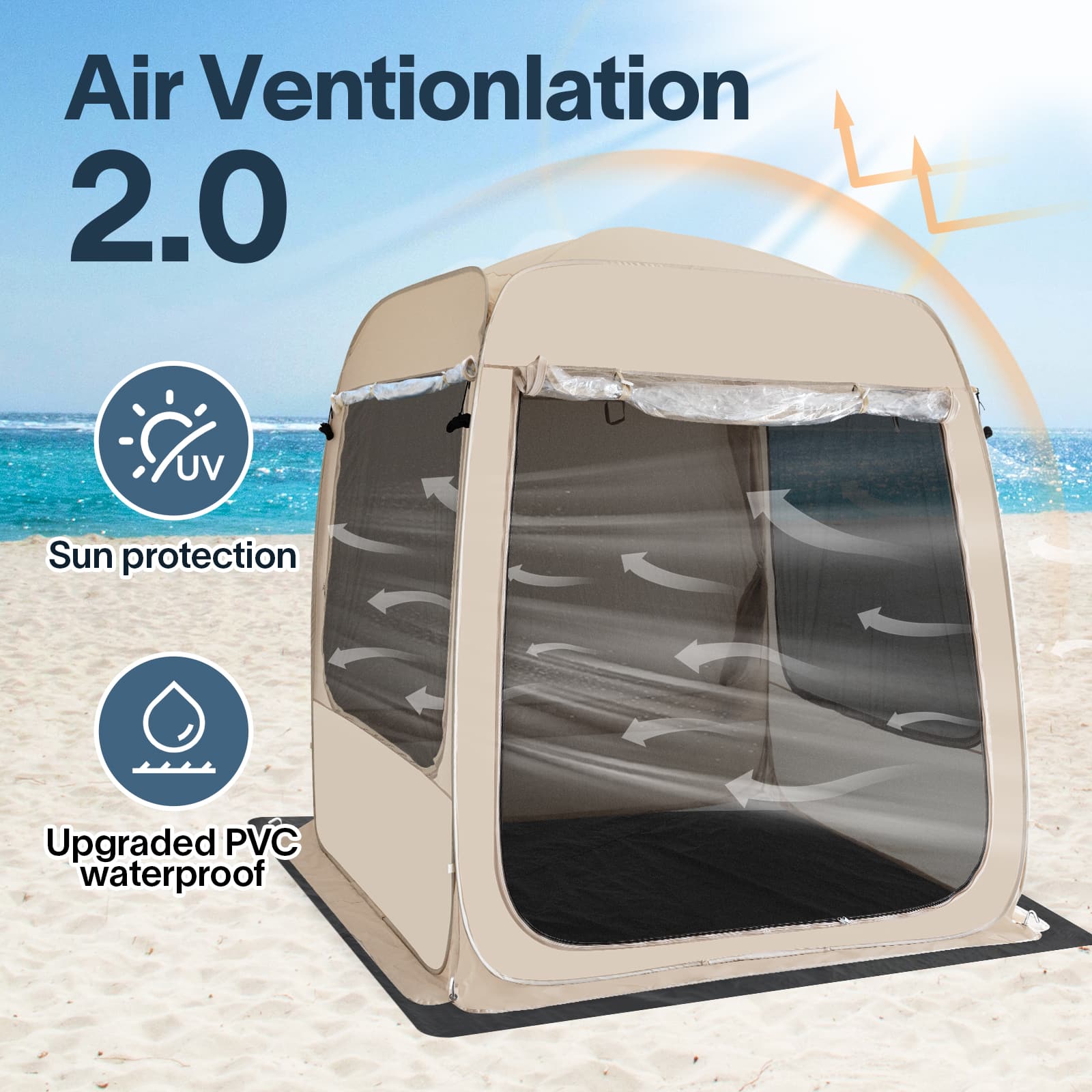 All-Weather SUV Camping Screen Tent – Pop Up Mesh Shelter with Waterproof PVC, Instant Setup Screen House for Car, Van, Outdoor Travel