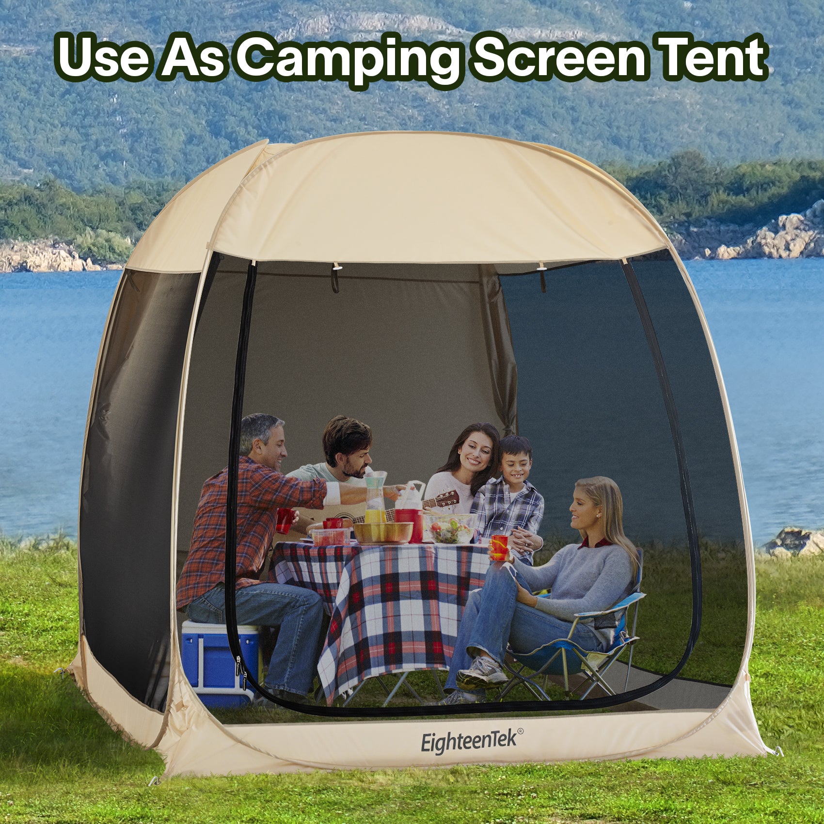 All-Weather SUV Camping Screen Tent – Pop Up Mesh Shelter with Waterproof PVC, Instant Setup Screen House for Car, Van, Outdoor Travel