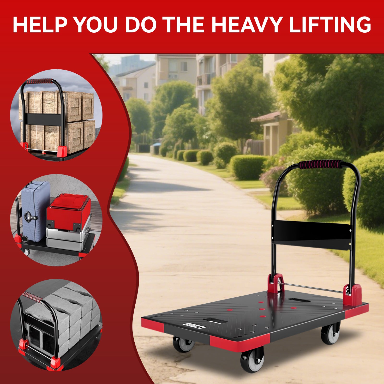 Folding Platform Truck Cart 200LBS/1000LBS ā Heavy Duty Push Dolly with Swivel Wheels, Foldable Handle