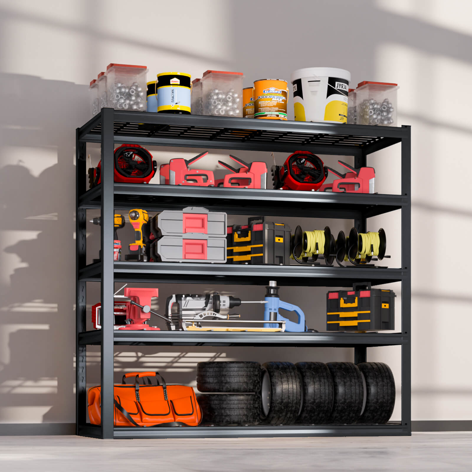 Heavy Duty Garage Shelving Unit – 3000LBS Capacity, 5-Tier Adjustable Metal Storage Rack (71"H x 47"W x 24"D)