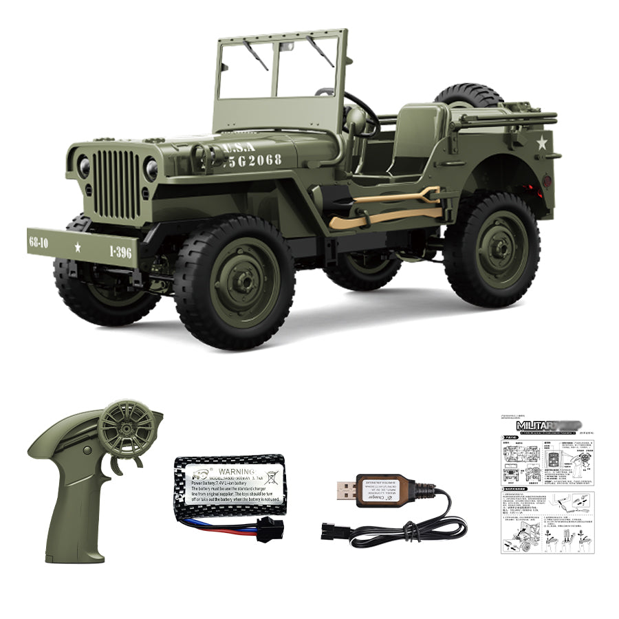 C Rock Crawler 1/10 RC Truck – 4x4 Off-Road Military Remote Control Car with Metal Chassis, LED Lights & Proportional Steering – RTR All-Terrain RC Vehicle for Age 15+