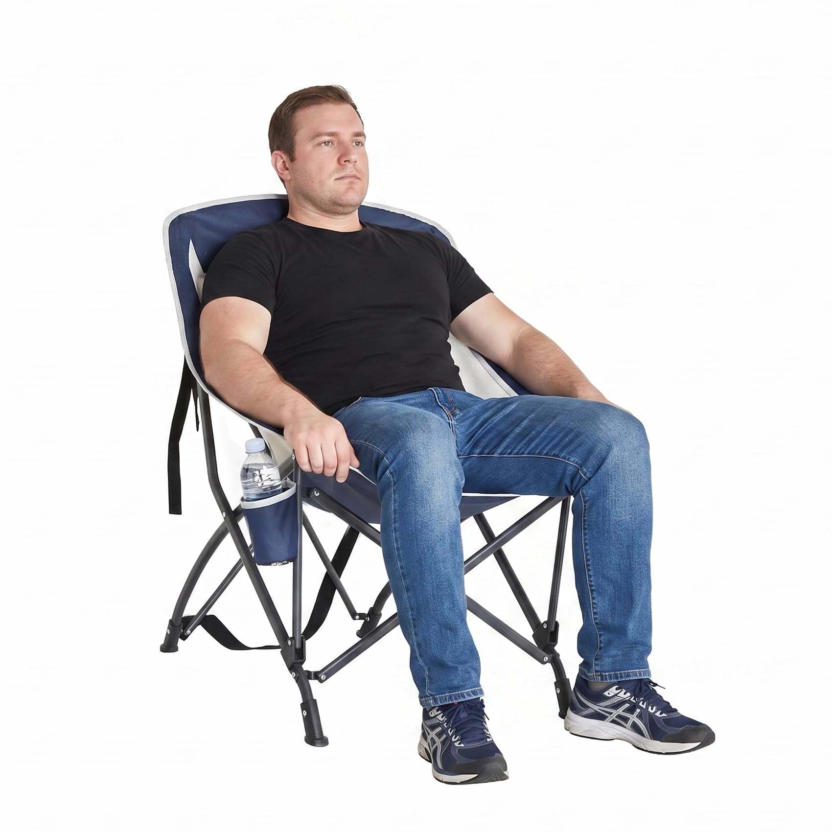 Alvantor Folding Camping Chair with Breathable Mesh, Portable Outdoor Chair for Adults, Heavy Duty Steel Frame Supports 250 lbs, Built-in Cup Holder, Carry Strap for Camping Beach Sports Tailgating