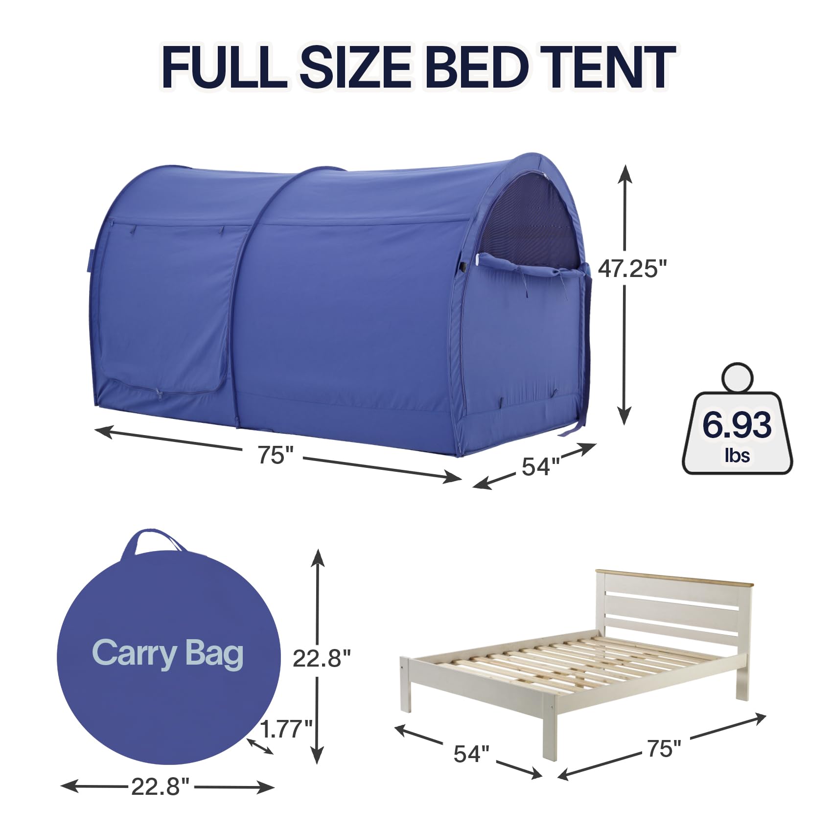 Bed Tent Dream Tents Bed Canopy Shelter Cabin Indoor Privacy Warm Breathable Pop Up Twin/Full/Queen for Kids and Adult Patent Pending(Mattress Not Included) (Copy)