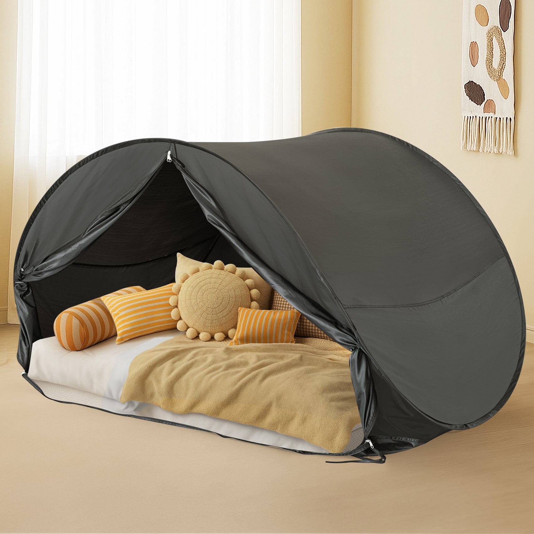 privacy bed tent twin LEEDOR Twin Bed Tent for Kids and Adults – 2-in-1 Privacy Canopy with