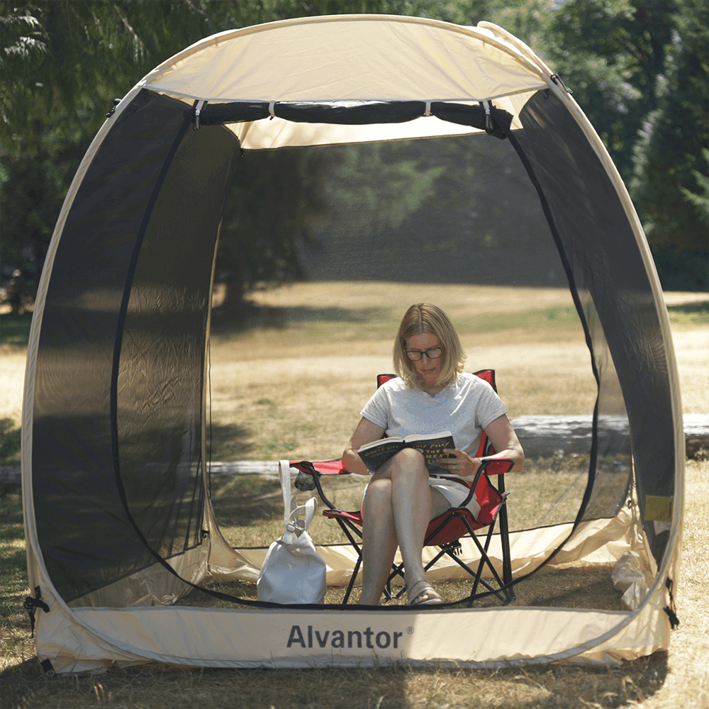 compact pop up tent Alvantor 6'x6' Pop Up Screen House 2-3 Person Outdoor Camping Tent
