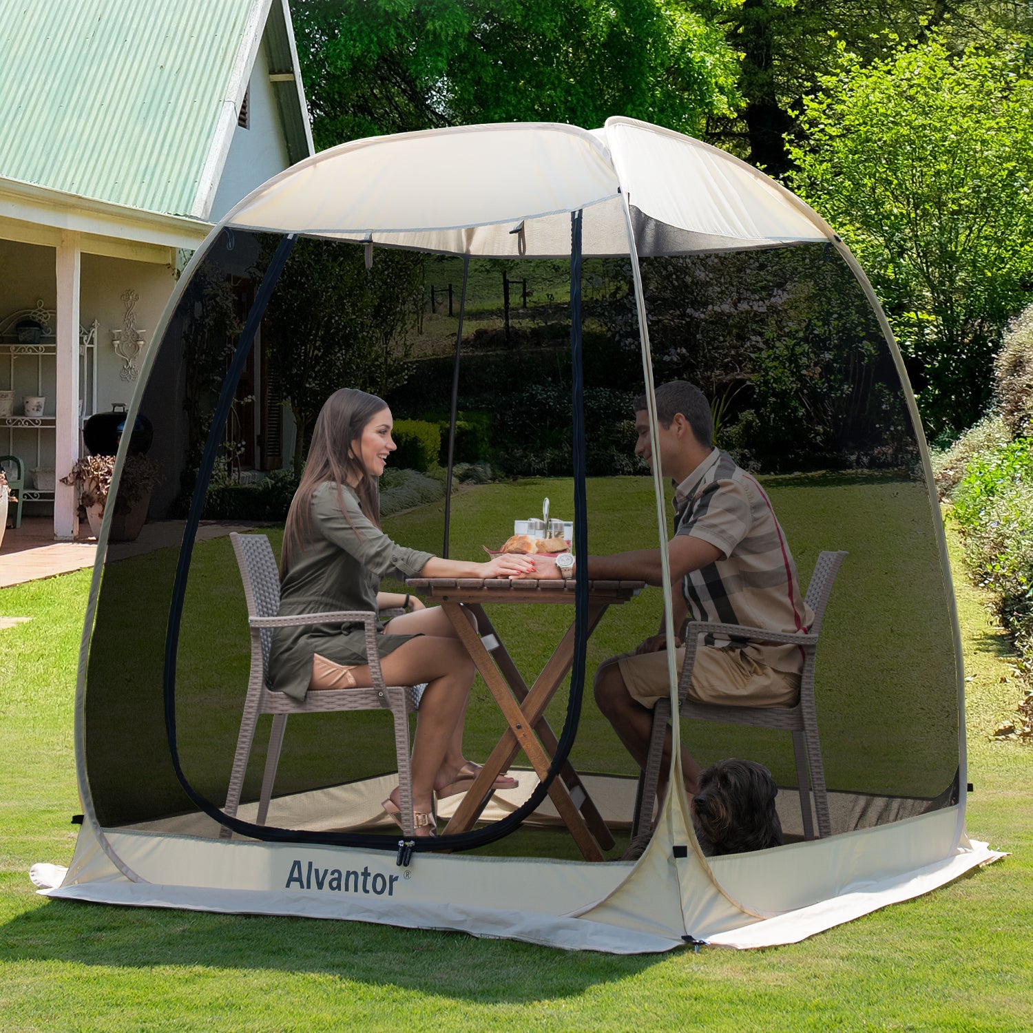 Alvantor 2-15 Person Pop Up Screen House Tent Instant Screened Gazebo For Deck/Patio