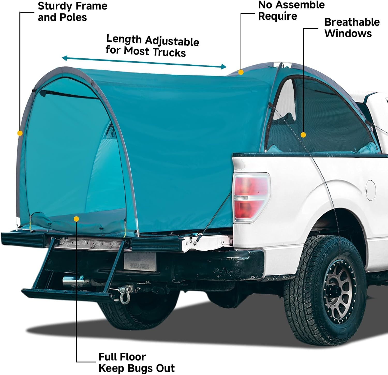 Eighteentek Pop Up Truck Tent Portable Pickup Outdoor Camping Canopy with Waterproof Rainfly