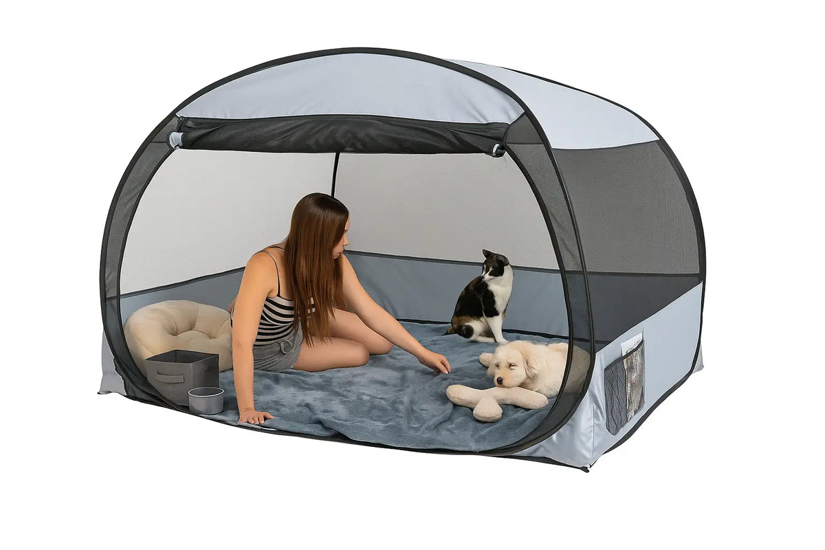 Pop Up Pet Playpen Tent – 10x4.8 Portable Cat & Dog Enclosure Leakproof & Anti Bug Shelter