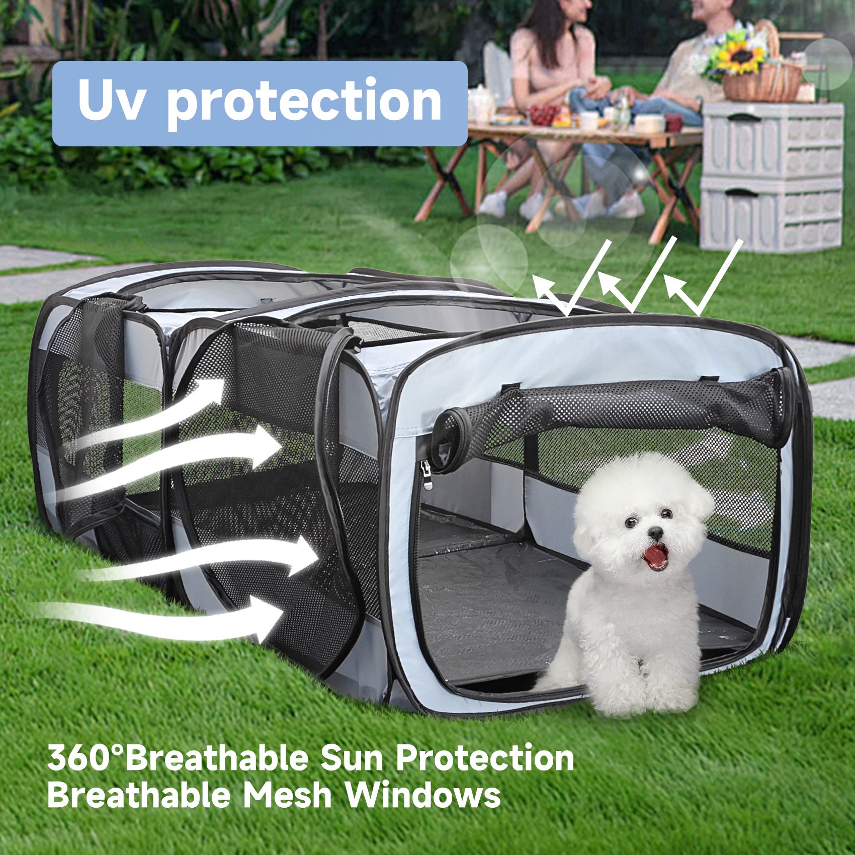 2-in-1 Portable Dog & Cat Playpen – Pop-Up Pet Tent for Indoor & Outdoor Use, Foldable Crate Kennel for Small Animals