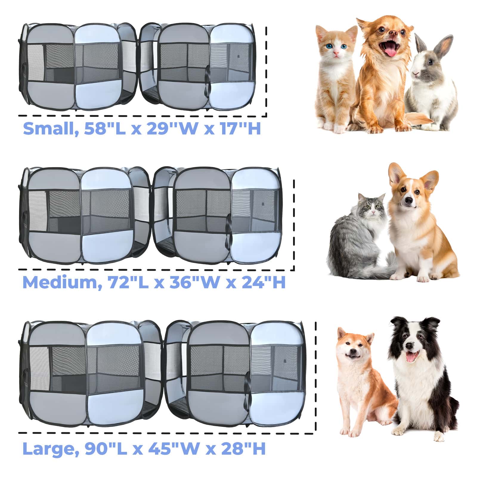 2-in-1 Cat & Dog Playpen – Detachable Pet Tent with Extra Doors & Pee Pads for Indoor & Outdoor Use