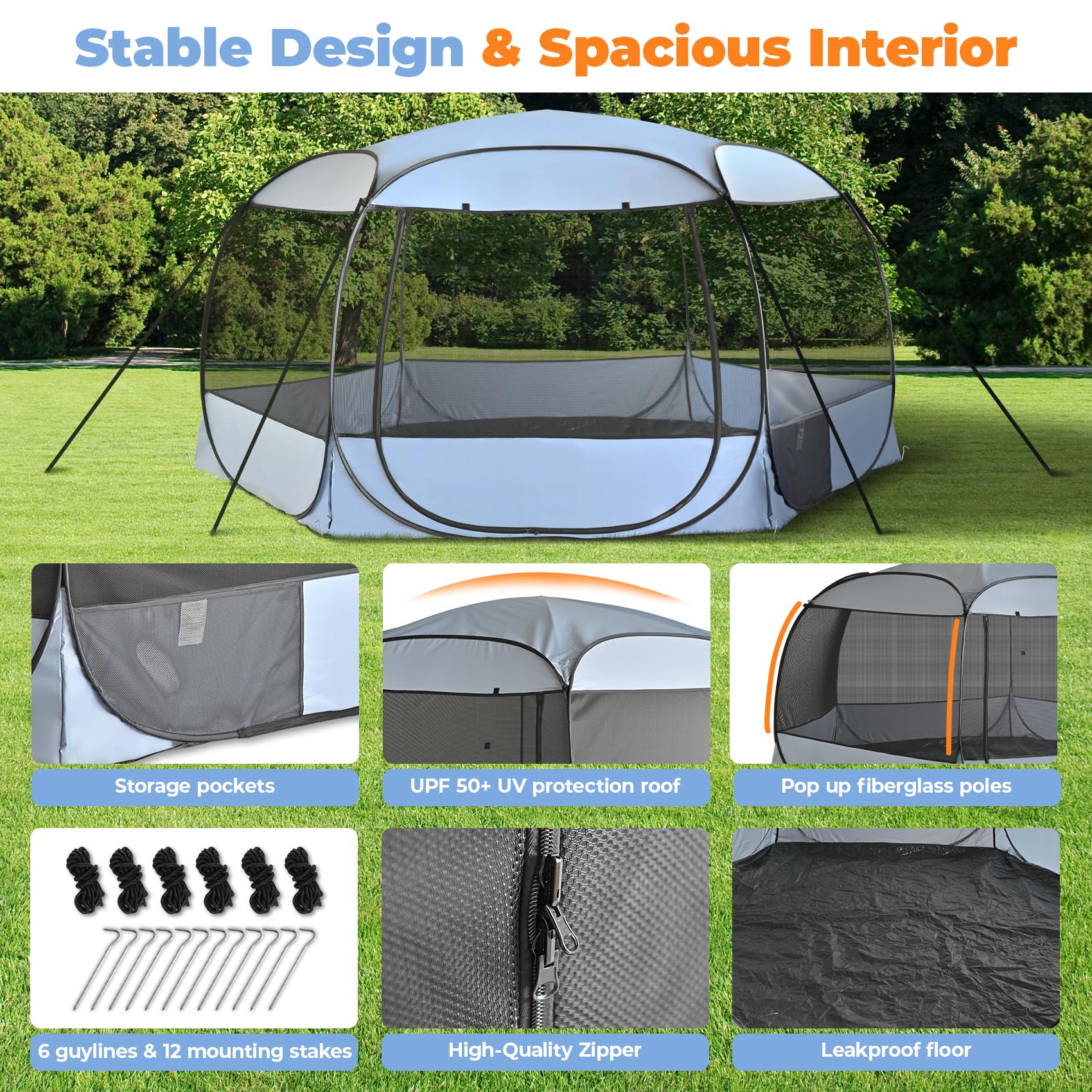 XXL Pop Up Pet Playpen Tent – 10'x4.8' Portable Cat & Dog Enclosure, Leakproof & Anti-Bug Shelter