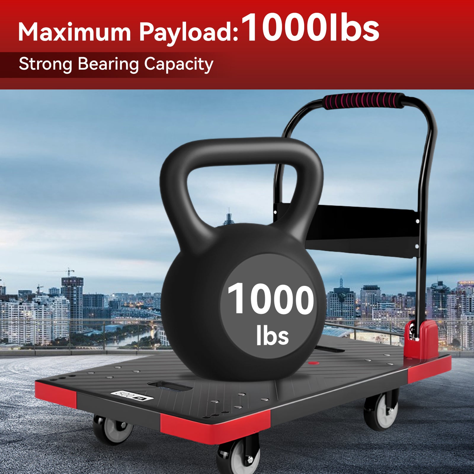 Folding Platform Truck Cart 200LBS/1000LBS – Heavy Duty Push Dolly with Swivel Wheels, Foldable Handle