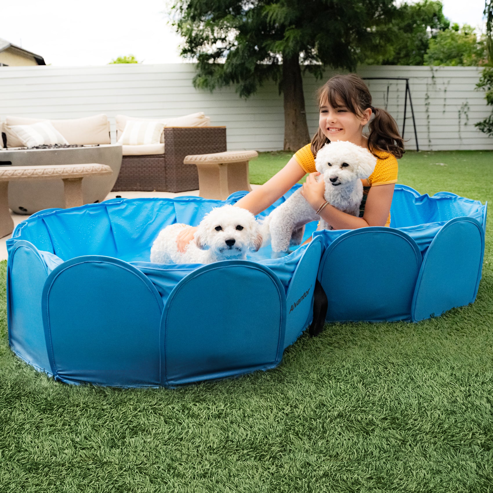 Alvantor Pet & Kids Swimming Pool - Durable Oxford Fabric - Portable Dog Bathing Tub, Kiddie Pool, Pond, and Ball Pit