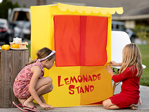 Alvantor Lemonade Stand Puppet Show Theater Pretend Playhouse Play Tent Kid on Stage Doorway Table Top Sets for Toddlers