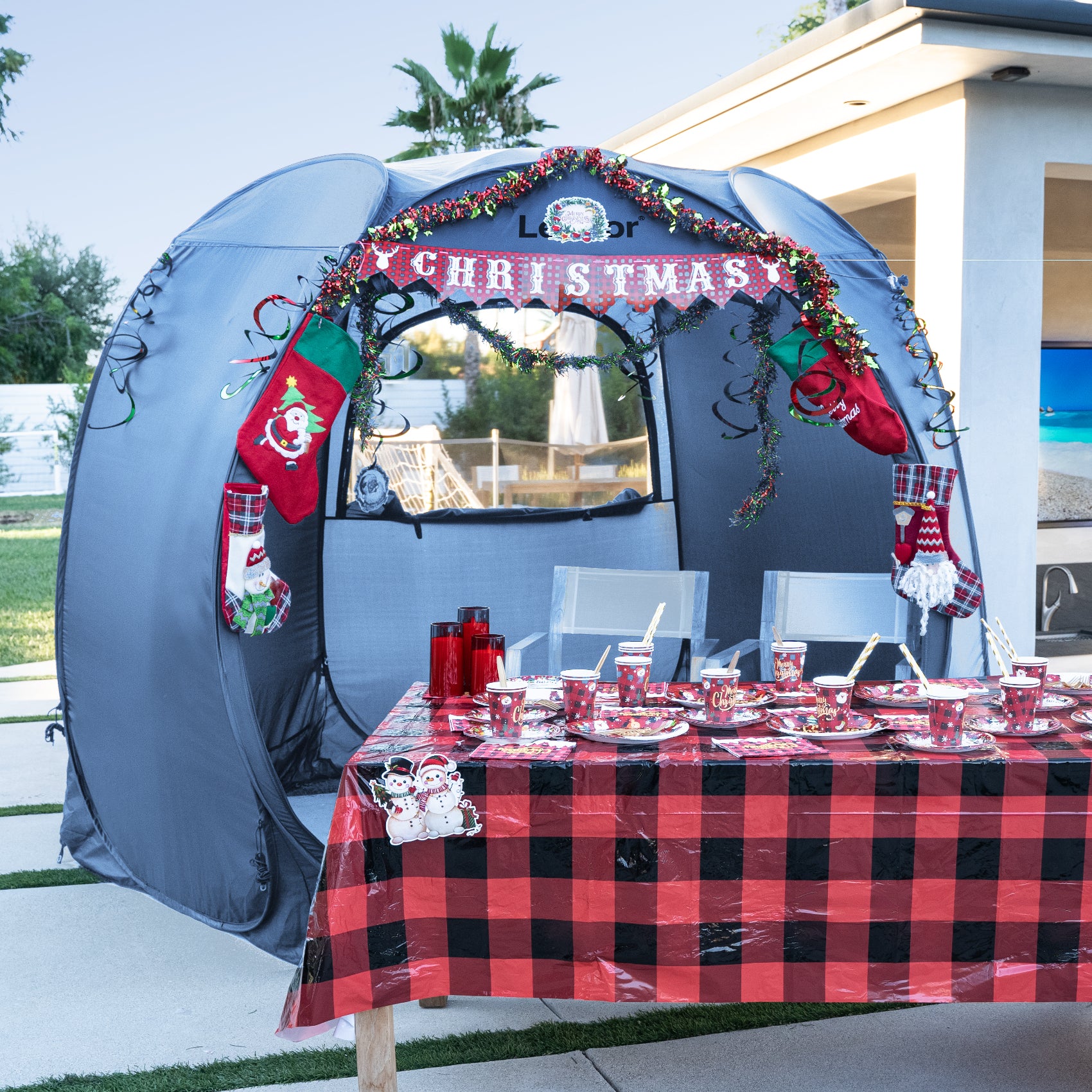 4 Season Tent 10x10 Pop Up Screen House Portable Canopy Christmas Decoration