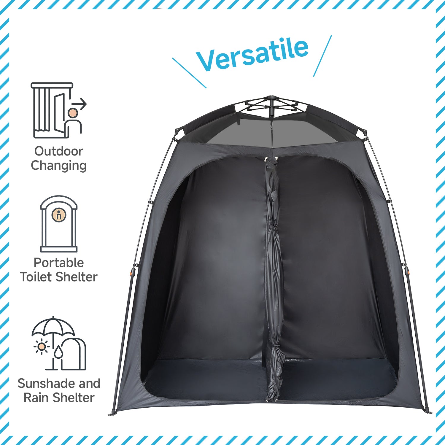 EighteenTek Shower Tent Camping, 2-Room Portable Changing Room, Outdoor Shower Enclosure, Pop Up Privacy Tent Shelter with Floor & Doors, Waterproof & Lightweight, Camping Toilet Bathroom