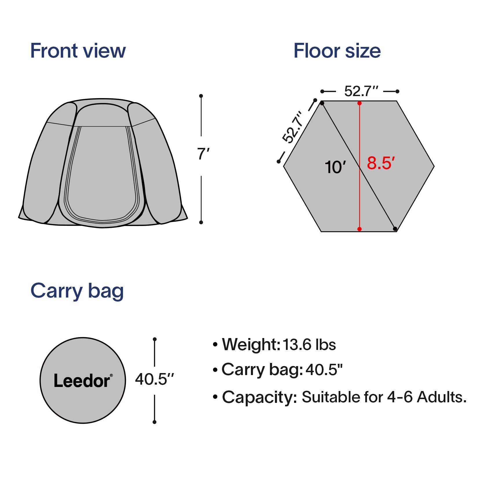 LEEDOR Screen House Room Mesh Net Tent Canopy Shelter Gazebo, Easy Setup & Waterproof & Sunshade, Suitable for Camping Trip, Backyard, Beach, Picnic, 10ft x 10ft