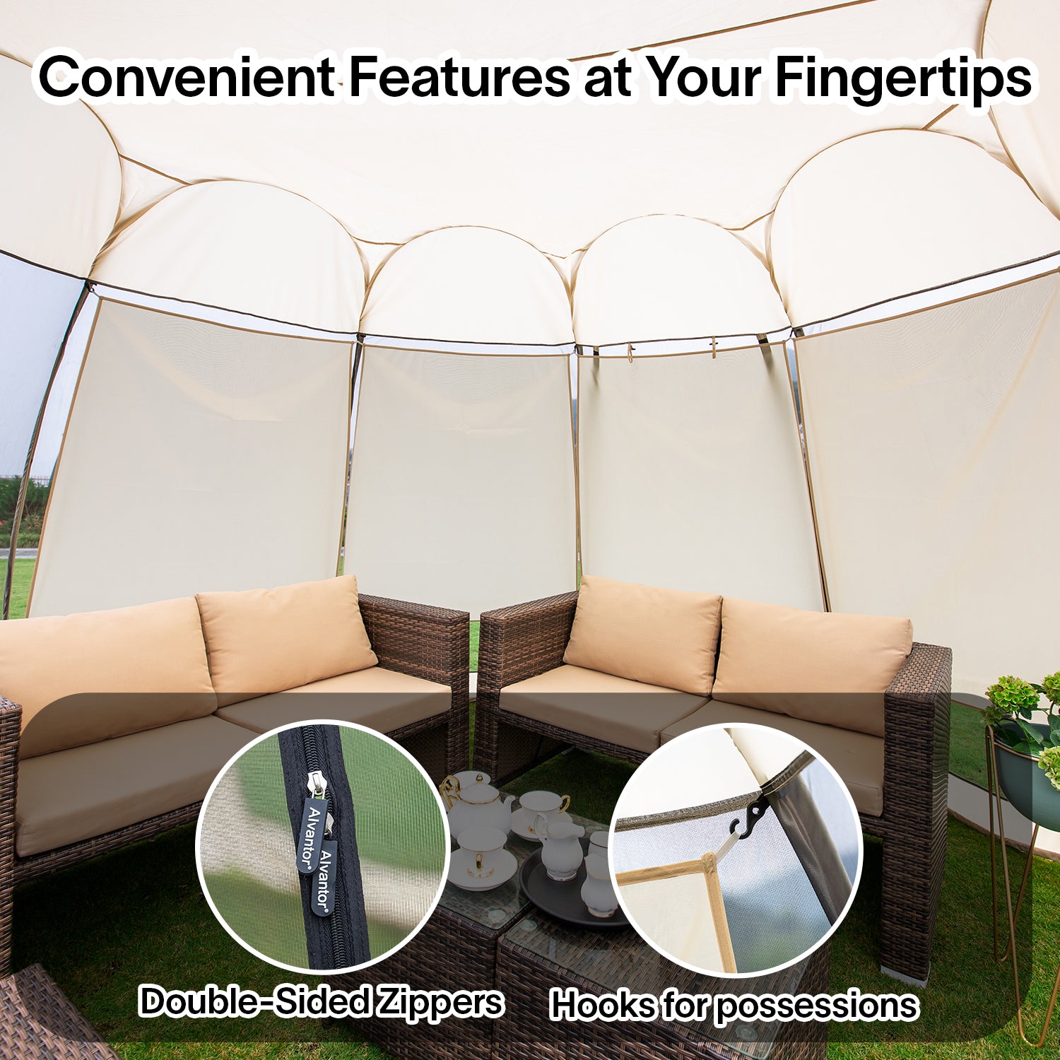 Combo: Alvantor Pop Up Screen House Gazebo Tent with Sun Shade Set, En