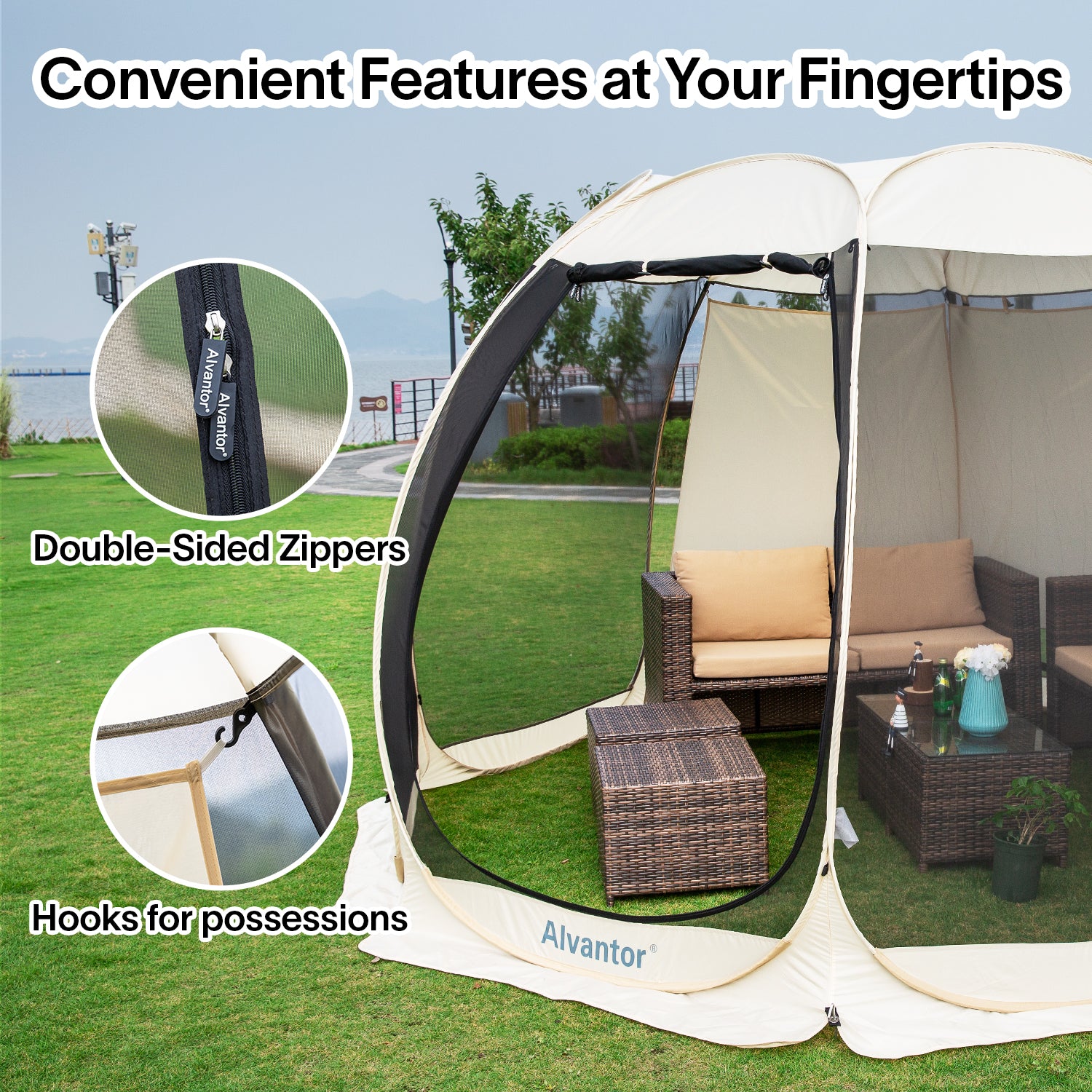 Combo: Alvantor Pop Up Screen House Gazebo Tent with Sun Shade Set, En