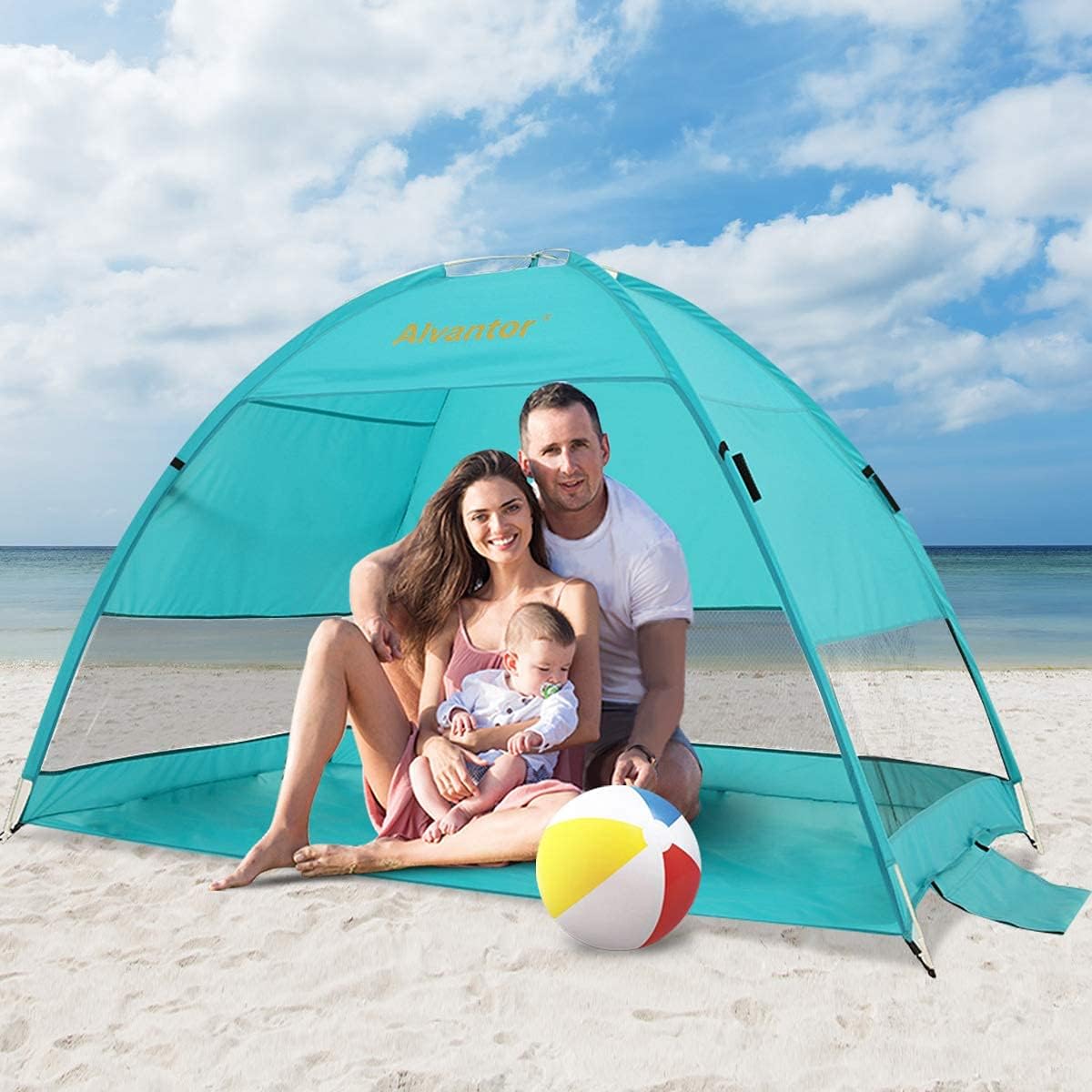 Beach Tent Coolhut Plus Beach Umbrella Outdoor Sun Shelter Cabana Automatic Instant Pop-Up UPF 50+ Sun Shade Portable Camping Canopy Easy Set Up Light Weight Windproof