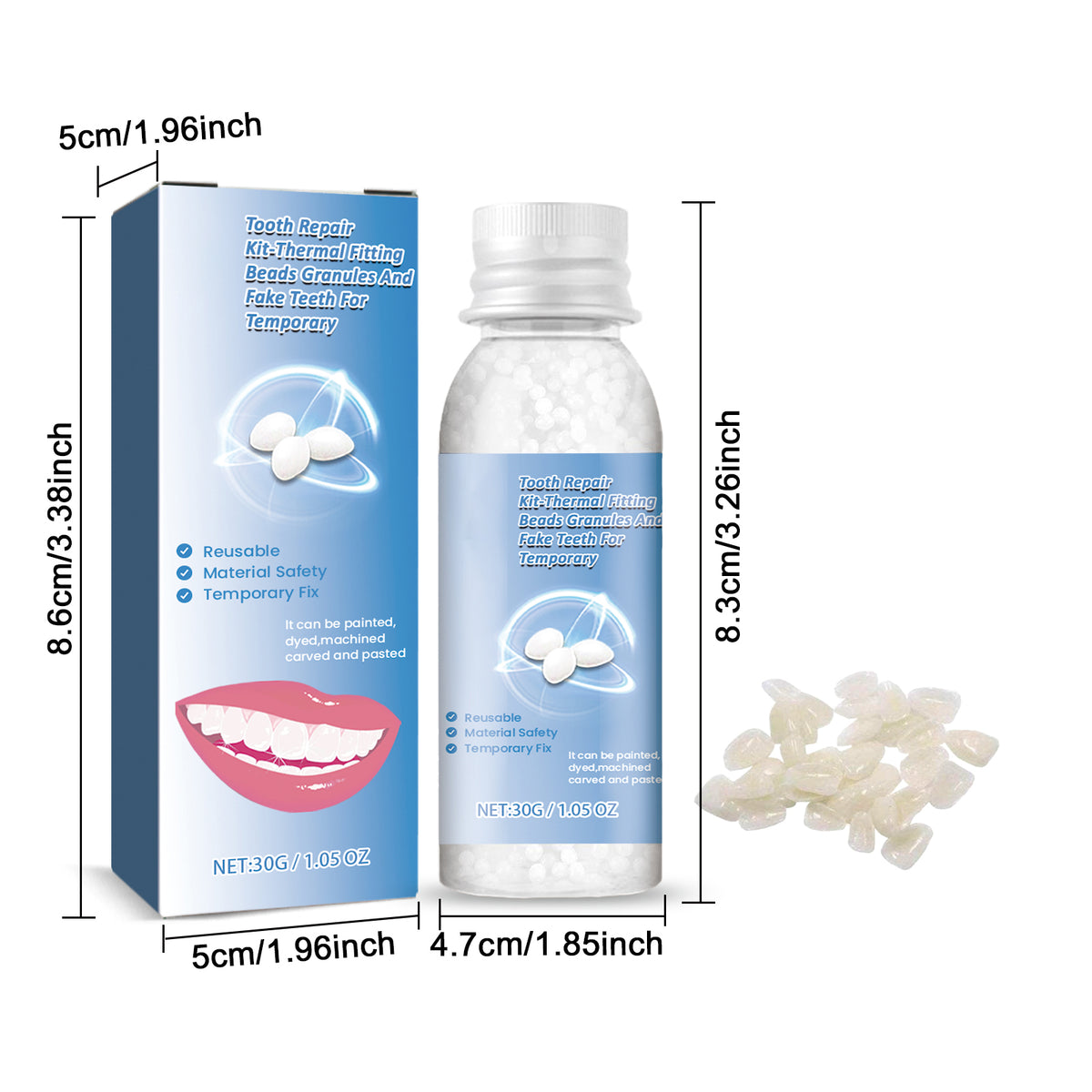 Alvantor Temporary Tooth Replacement Kit, Repair Beads for Fixing Filling Missing Broken Tooth, 1.05oz