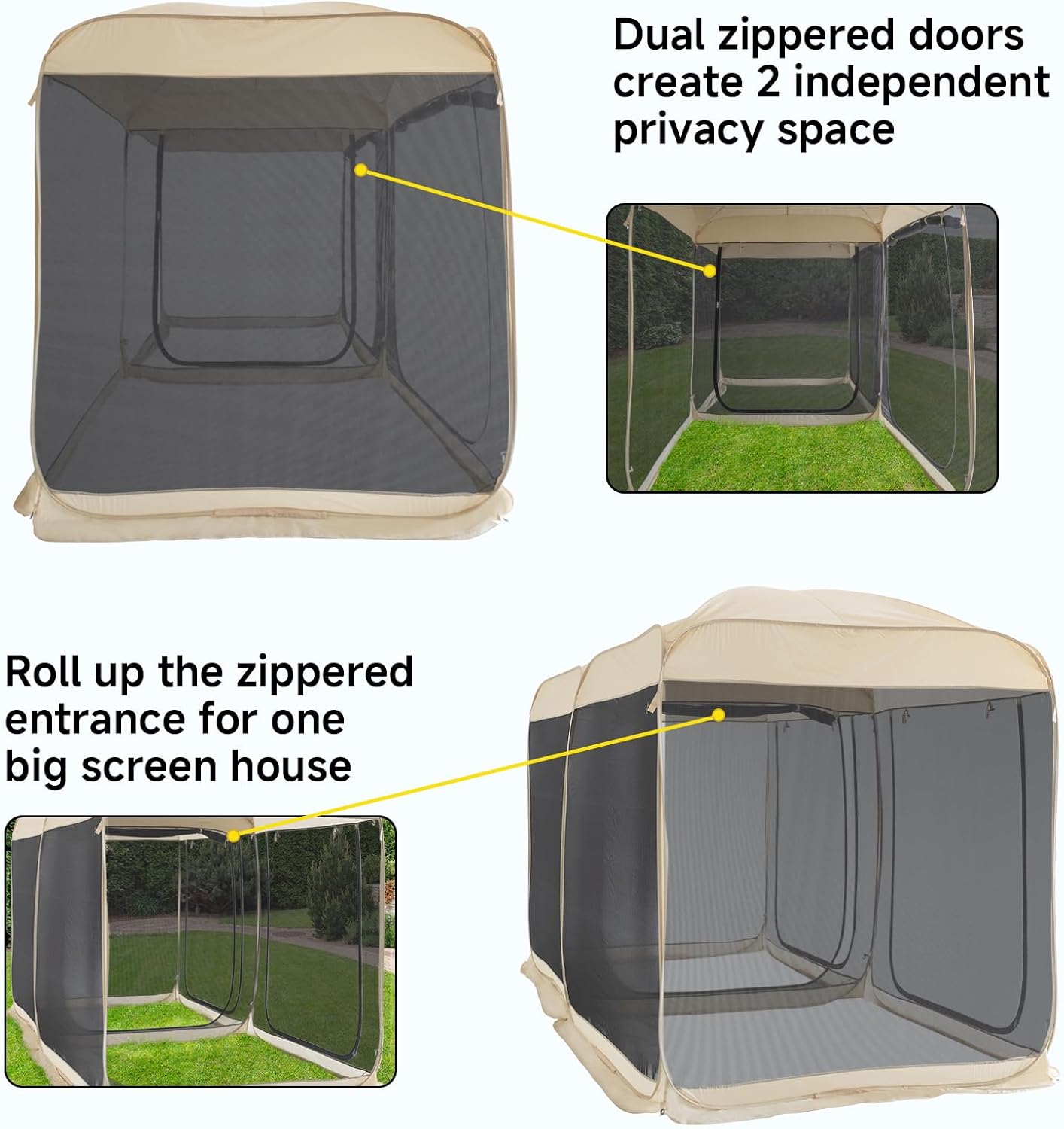 Alvantor 2-in-1 Pop-Up Screen House Gazebo with Mesh Netting 12'x6'x7.5' - 2024 New Upgraded Outdoor Patio Canopy Tent for Camping, Backyard, and Events