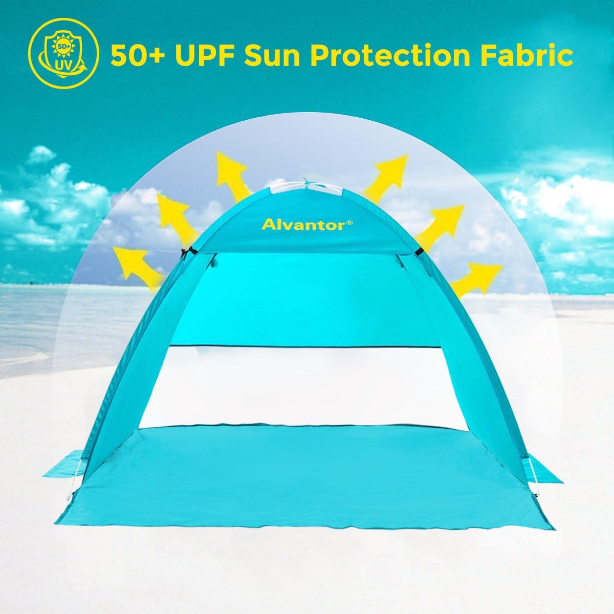 Alvantor Beach Tent Coolhut Plus Beach Umbrella Outdoor Sun Shelter Cabana Automatic Instant Pop-Up UPF 50+ Sun Shade